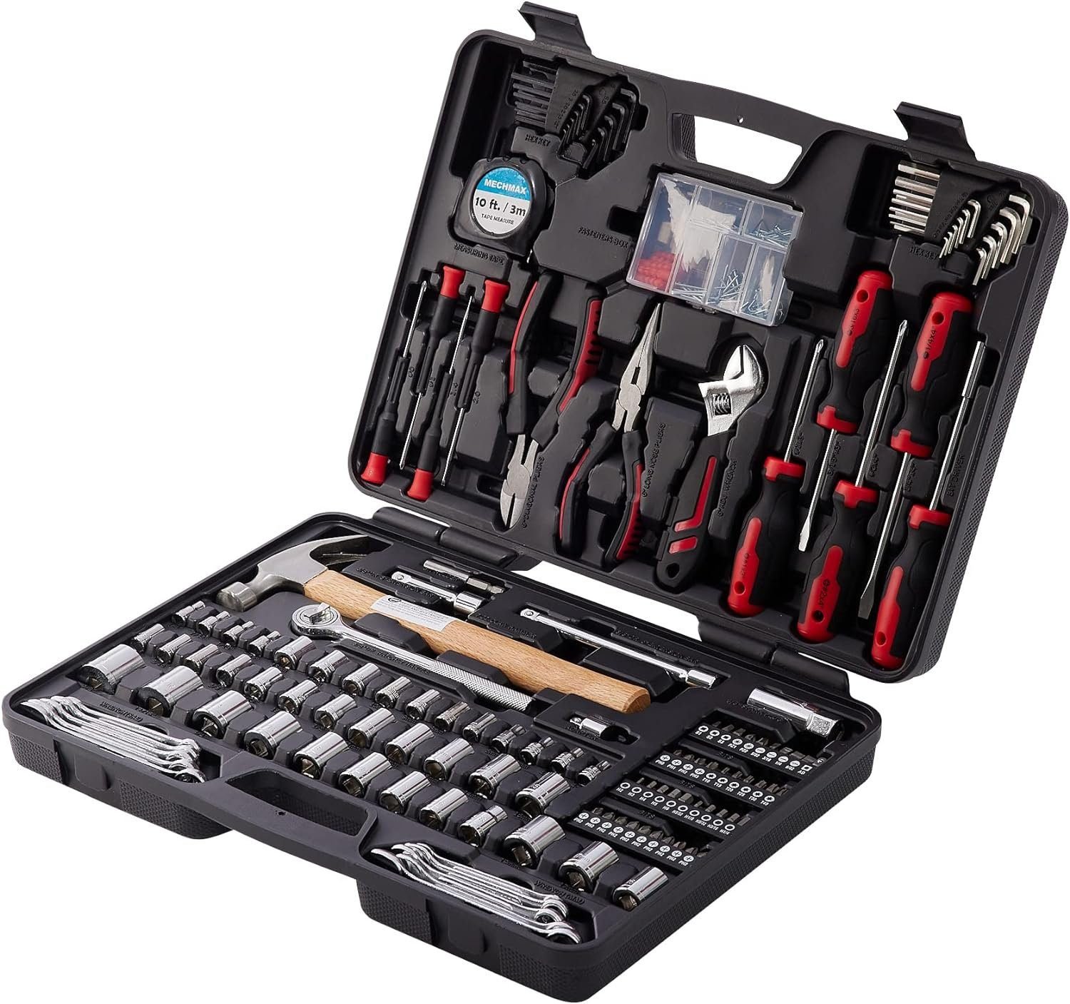 149 Piece MECHMAX Home Repair Tool Set with Tool Box Storage Case, for Household, Garage, Car, Apartment, Office, Dorm, New House, Back to School, and as A Gift