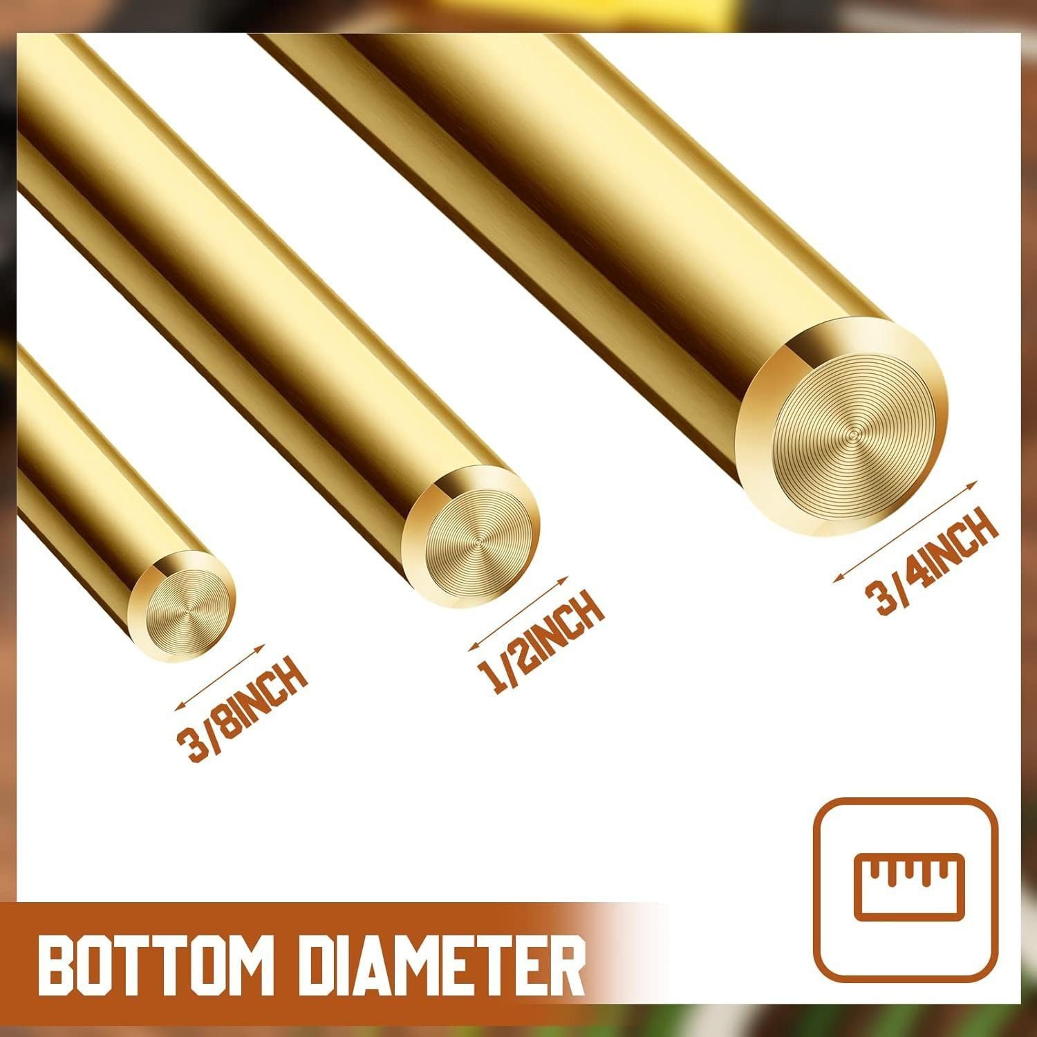 3 Pcs Brass Drift Punch Set, 3/4, 1/2, 3/8 Inch, 25075 25076 25077 Brass Punch Kit