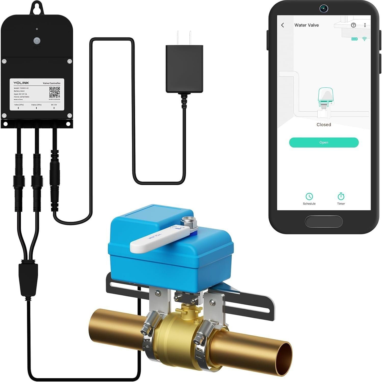 YoLink Smart Water Valve Controller, with Valve Operator, Easy No-Plumber DIY Installation, Remote Control, Compatible with Alexa/Google Assistant, IFTTT - YoLink Hub Required YoLink Smart Water Valve Controller, with Valve Operator, Easy No-Plumber DIY Installation, Remote Control, Compatible with Alexa/Google Assistant, IFTTT - YoLink Hub Required