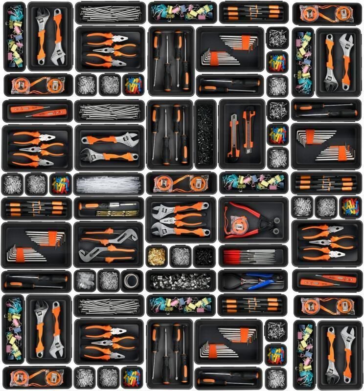 A-LUGEI【𝟰𝟮𝗣𝗖𝗦】【Black】 Tool Box Organizer Tray Divider Set, Desk Drawer Organizer, Garage Organization and Storage Toolbox Accessories for Rolling Tool Chest Cart Cabinet Work Bench Small Parts A-LUGEI【𝟰𝟮𝗣𝗖𝗦】【Black】 Tool Box Organizer Tray Divider Set, Desk Drawer Organizer, Garage Organization and Storage Toolbox Accessories for Rolling Tool Chest Cart Cabinet Work Bench Small Parts