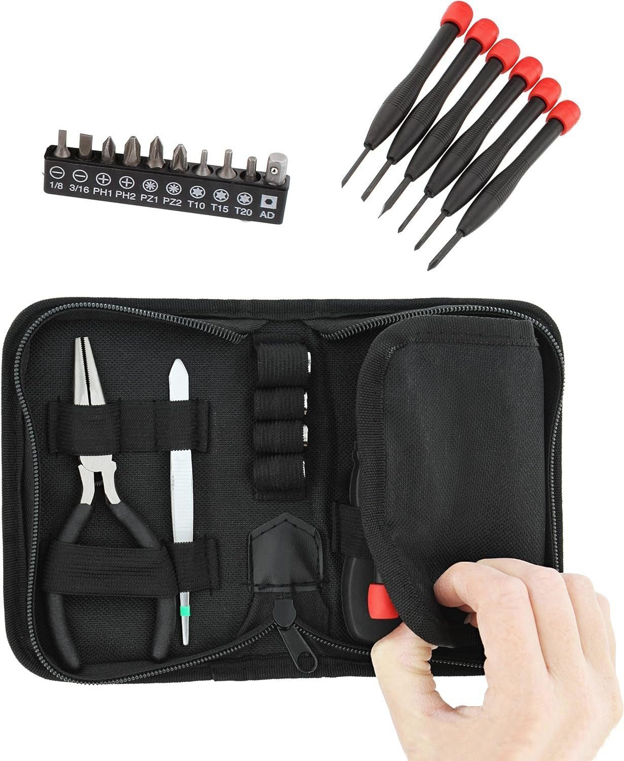 ABN 25-Piece Tri-Fold Mini Tool Set for Dorm, Travel, Office, Home Tool Kit with Case - Basic Tool Set for Home Repairs ABN 25-Piece Tri-Fold Mini Tool Set for Dorm, Travel, Office, Home Tool Kit with Case - Basic Tool Set for Home Repairs