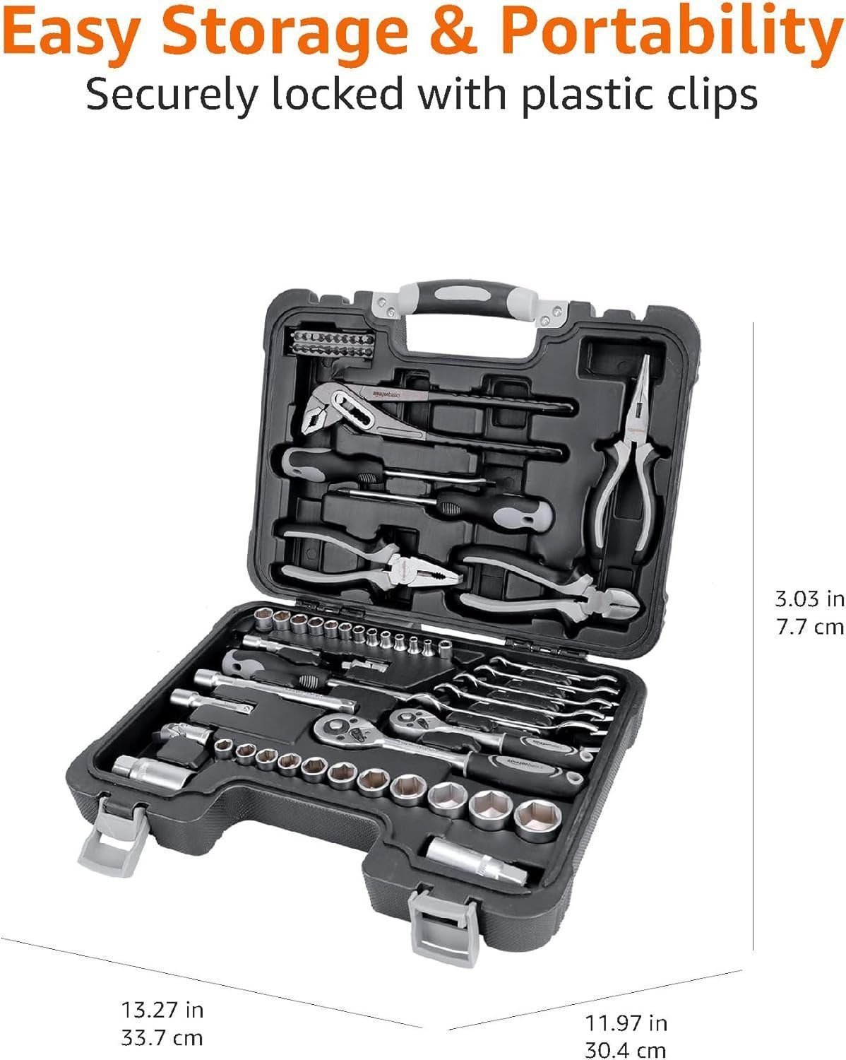 Amazon Basics 173-Piece General Household Home Repair and Mechanics Hand Tool Kit Set Amazon Basics 173-Piece General Household Home Repair and Mechanics Hand Tool Kit Set