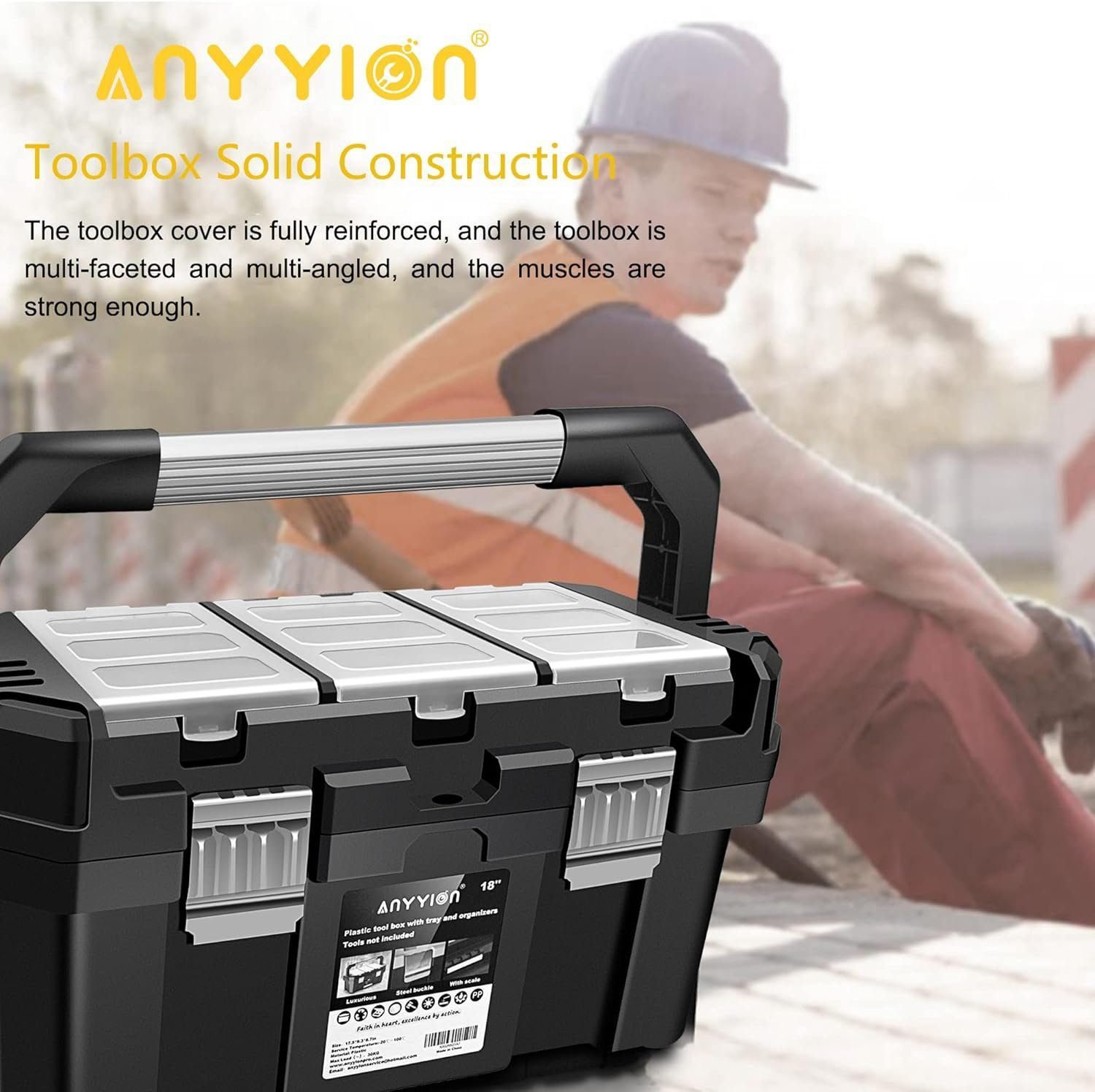 Anyyion 14-Inch Tool box with Removable Tray, Truly Strong and Durable For Craft Storage, Household(14In) Anyyion 14-Inch Tool box with Removable Tray, Truly Strong and Durable For Craft Storage, Household(14In)