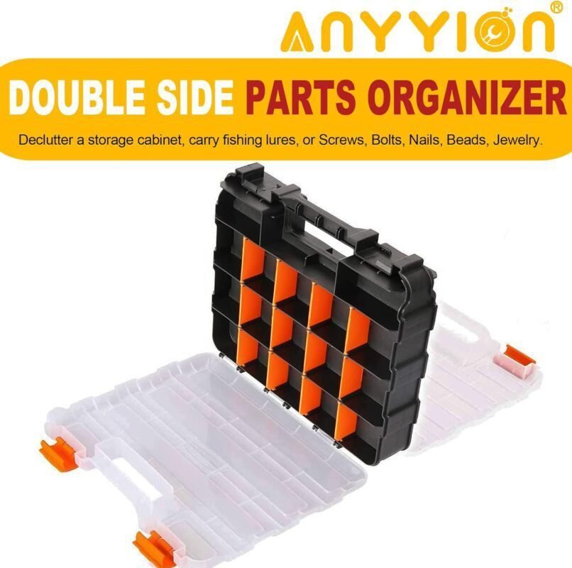 Anyyion Small Parts Organizer, 34-Compartments Double Side parts organizer with Removable Dividers for Hardware, Screws, Bolts, Nails, Beads, Jewelry More by Stalwart Anyyion Small Parts Organizer, 34-Compartments Double Side parts organizer with Removable Dividers for Hardware, Screws, Bolts, Nails, Beads, Jewelry More by Stalwart