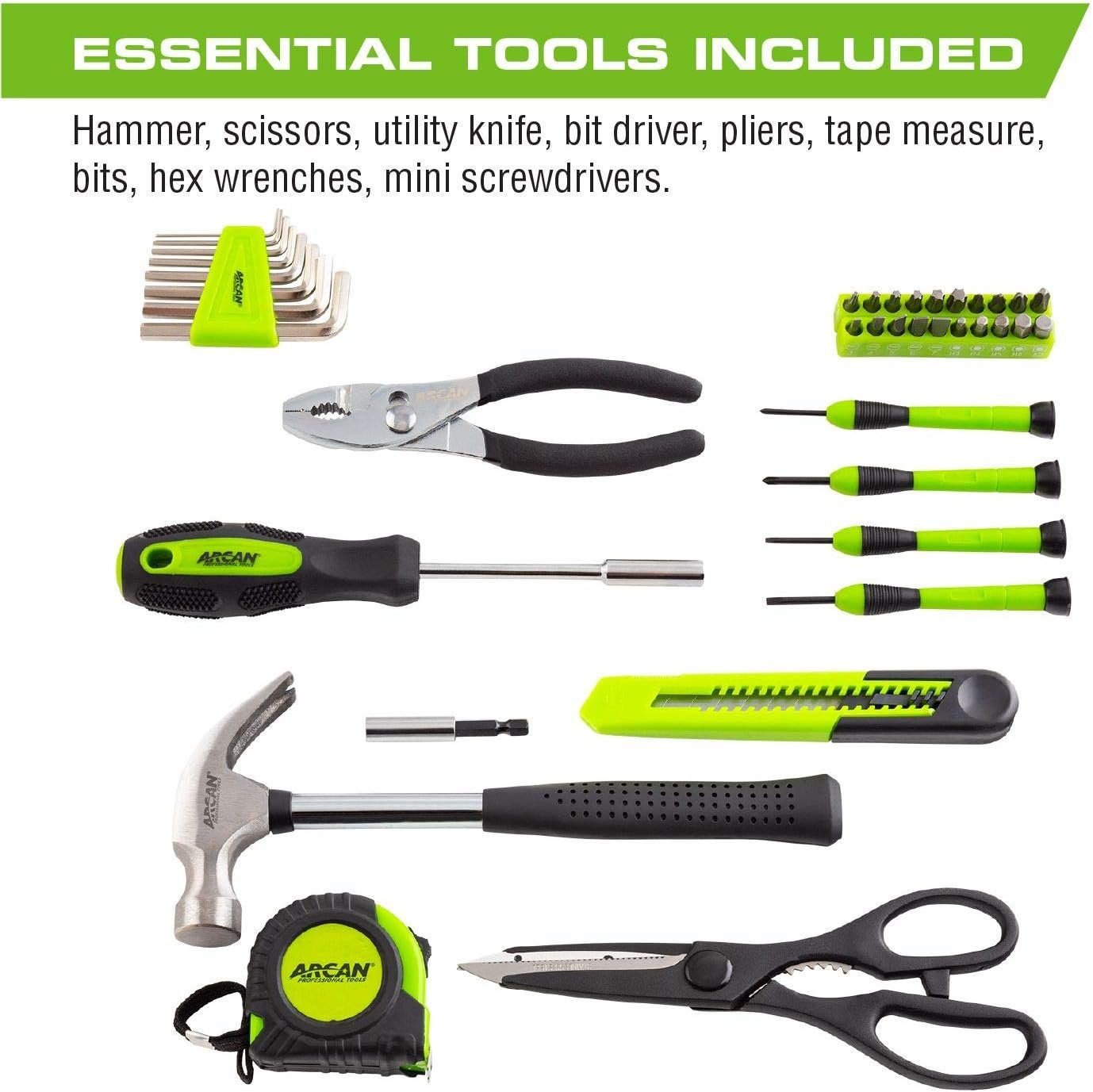 ARCAN TOOLS 39-Piece Home Hand Tool Kit for Household Repairs, Home, Office, Apartments, Dormitories with Storage Case (ATS39PC) ARCAN TOOLS 39-Piece Home Hand Tool Kit for Household Repairs, Home, Office, Apartments, Dormitories with Storage Case (ATS39PC)