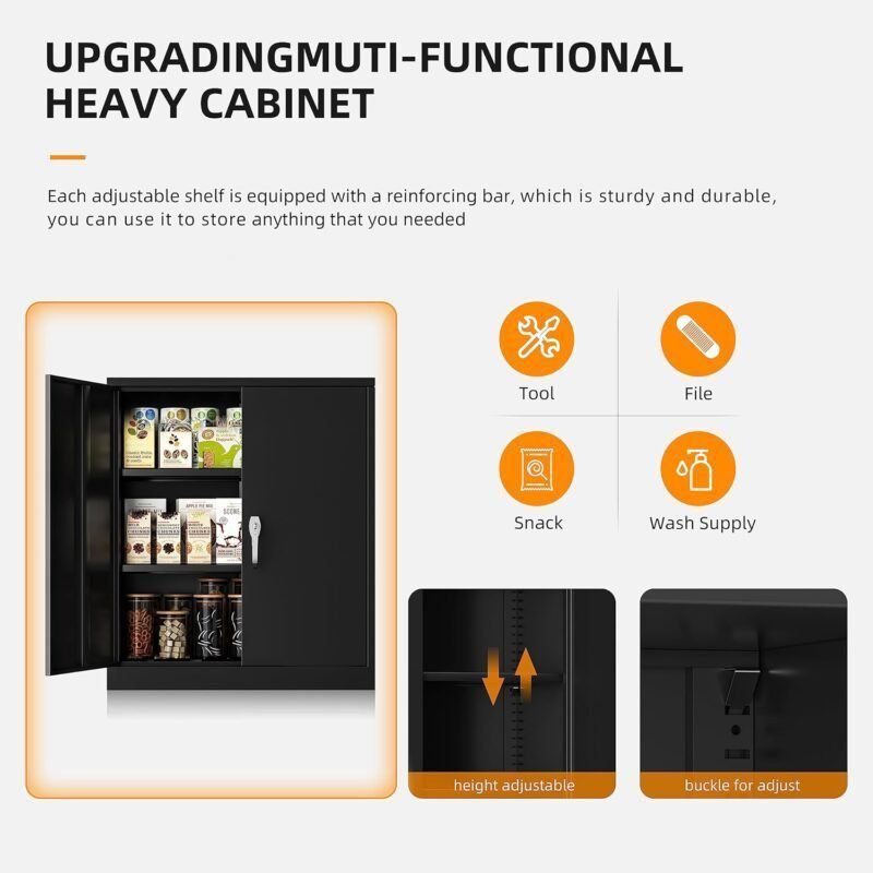 Atripark Metal Storage Cabinet with Lock, 72 Lockable Garage Tool Cabinet with Doors and Shelves, Tall Steel Cabinet for Garage, Heavy-Duty Black File Cabinet for Home Office, Gym, School Atripark Metal Storage Cabinet with Lock, 72 Lockable Garage Tool Cabinet with Doors and Shelves, Tall Steel Cabinet for Garage, Heavy-Duty Black File Cabinet for Home Office, Gym, School