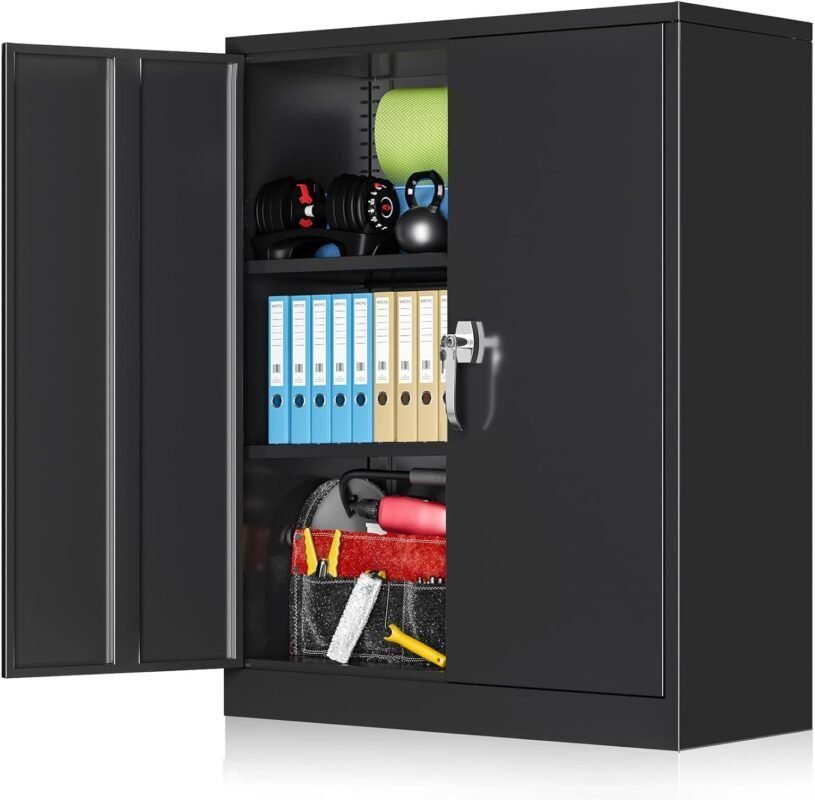 Atripark Metal Storage Cabinet with Lock, 72 Lockable Garage Tool Cabinet with Doors and Shelves, Tall Steel Cabinet for Garage, Heavy-Duty Black File Cabinet for Home Office, Gym, School Atripark Metal Storage Cabinet with Lock, 72 Lockable Garage Tool Cabinet with Doors and Shelves, Tall Steel Cabinet for Garage, Heavy-Duty Black File Cabinet for Home Office, Gym, School