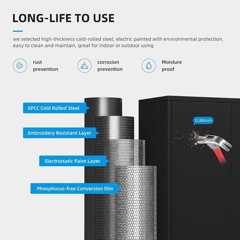 Atripark Metal Storage Cabinet with Lock, 72 Lockable Garage Tool Cabinet with Doors and Shelves, Tall Steel Cabinet for Garage, Heavy-Duty Black File Cabinet for Home Office, Gym, School Atripark Metal Storage Cabinet with Lock, 72 Lockable Garage Tool Cabinet with Doors and Shelves, Tall Steel Cabinet for Garage, Heavy-Duty Black File Cabinet for Home Office, Gym, School