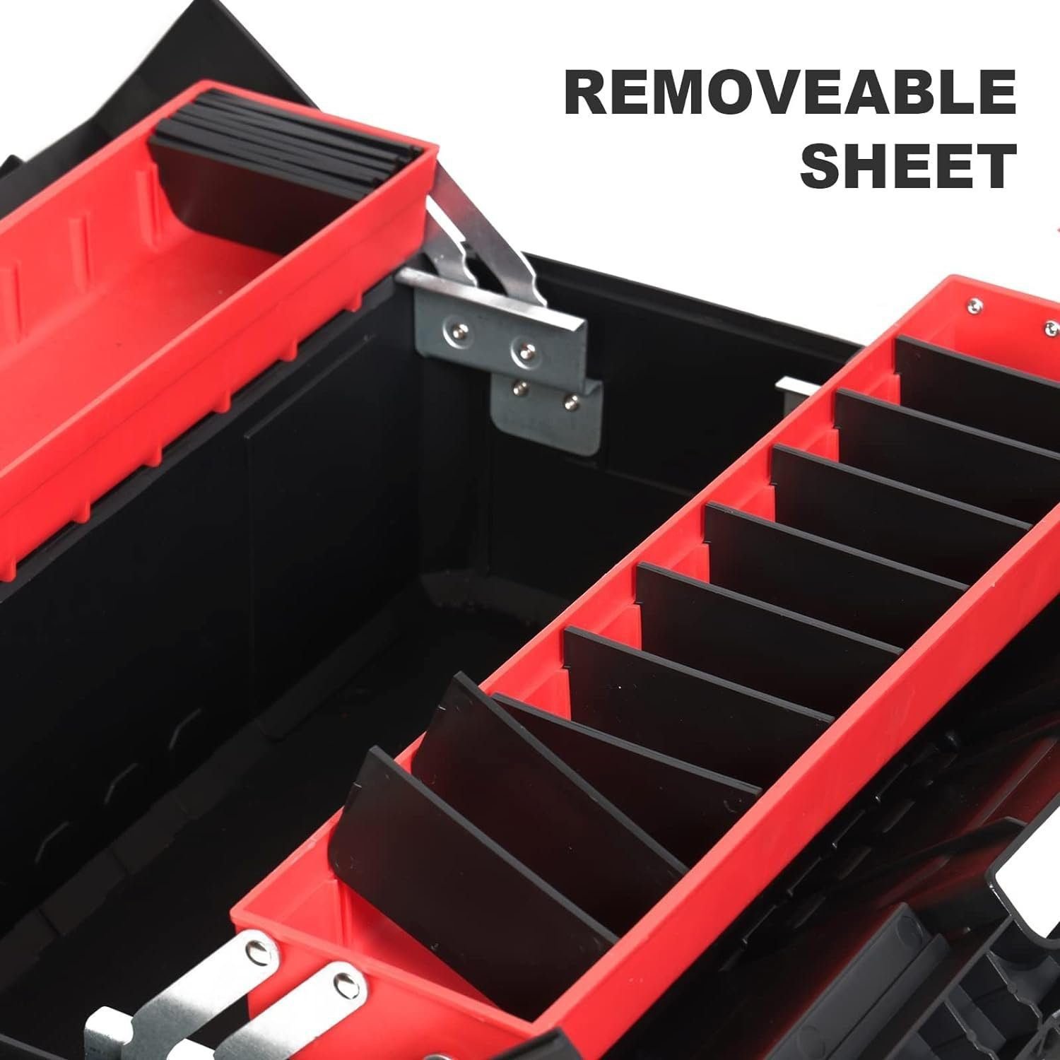 BIG RED ATB212R Torin 19 Steel Portable Tool Box Hip Roof Style Tool Box Organizer with Metal Latch Closure and Removable Storage Tray, Red