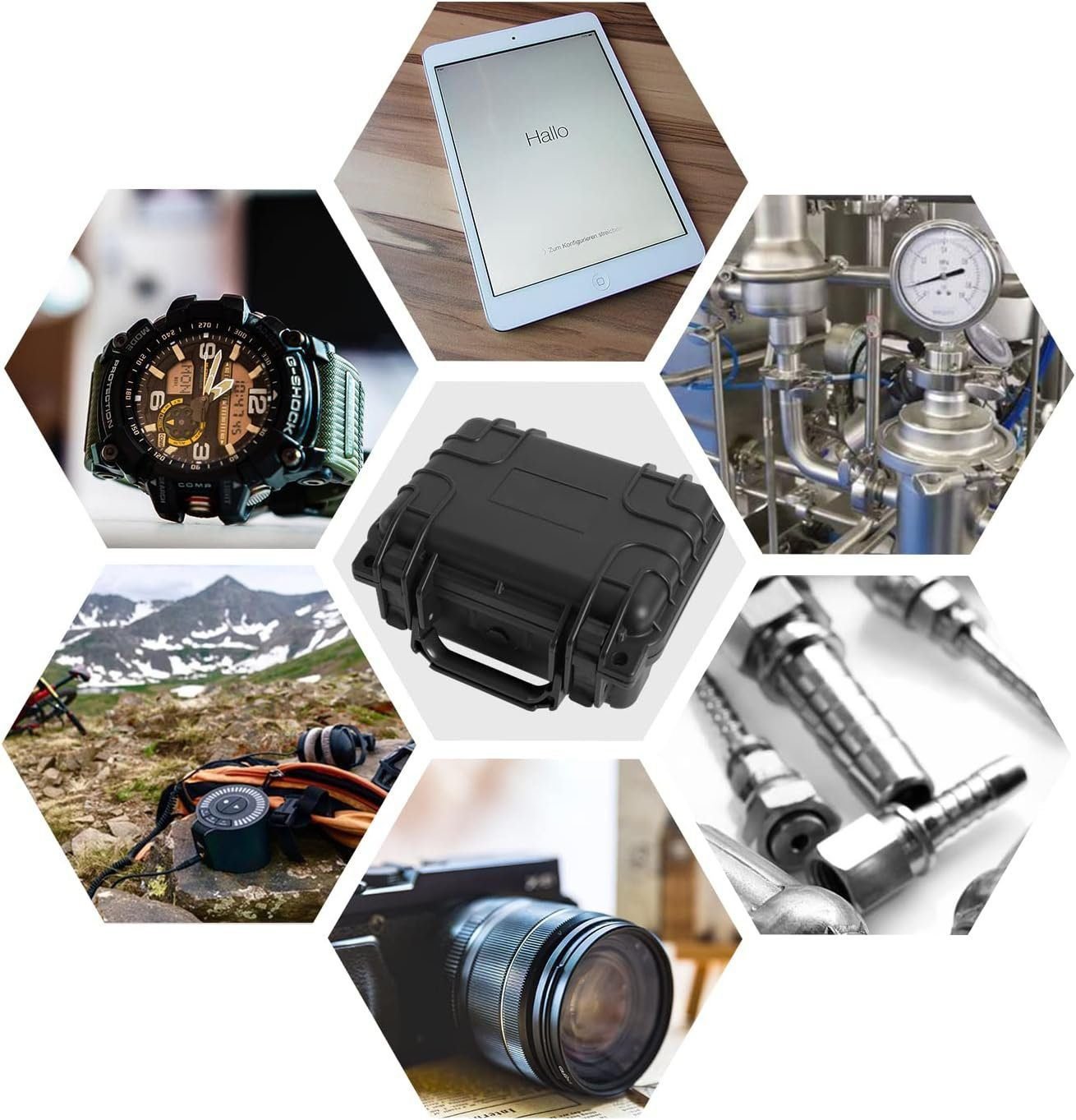 BIG RED AZ500R Torin Double Folding Multi-Function Portable Plastic Storage Tool Box with Removable Sheets, Organizer Tray and Clear Lid - Black/Red