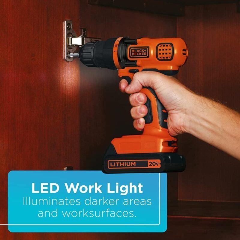BLACK+DECKER 20V MAX Cordless Drill and Driver, 3/8 Inch, With LED Work Light, Battery and Charger Included (LDX120C) BLACK+DECKER 20V MAX Cordless Drill and Driver, 3/8 Inch, With LED Work Light, Battery and Charger Included (LDX120C)