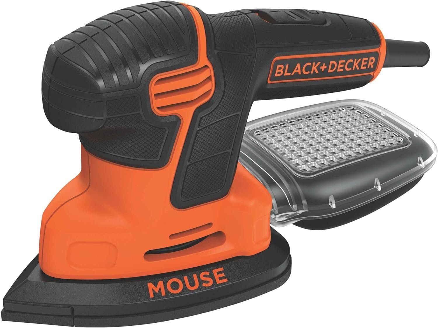 BLACK+DECKER Detail Sander, 1.2 Amp, 16,000 OPM, Compact Design, 3-Position Grip for Comfort, Includes Dust Collector, Corded (BDEMS600), Black, Pack of 1