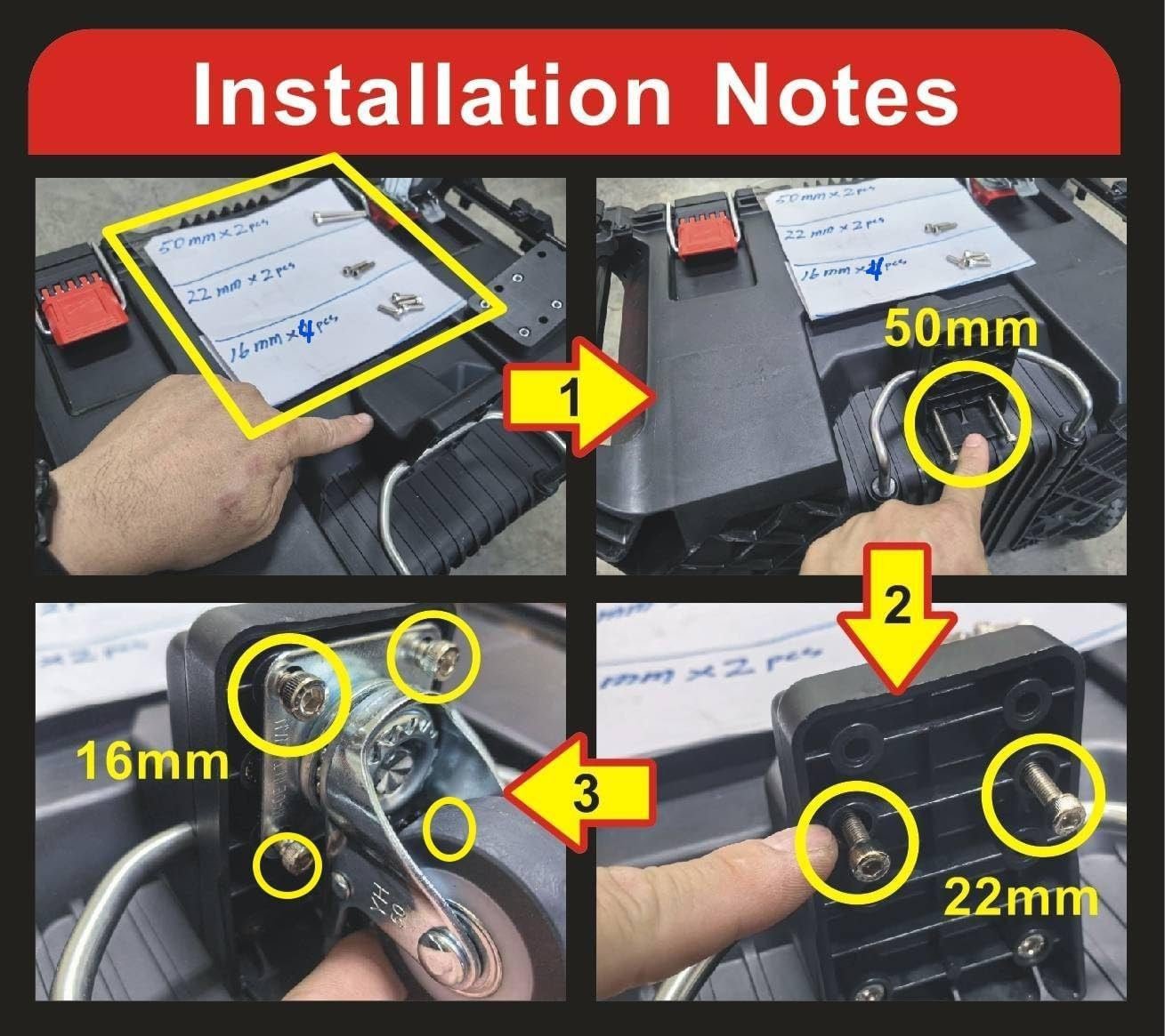 Casters Wheels for Milwaukee 48-22-8426 Tool Box, black Casters Wheels for Milwaukee 48-22-8426 Tool Box, black