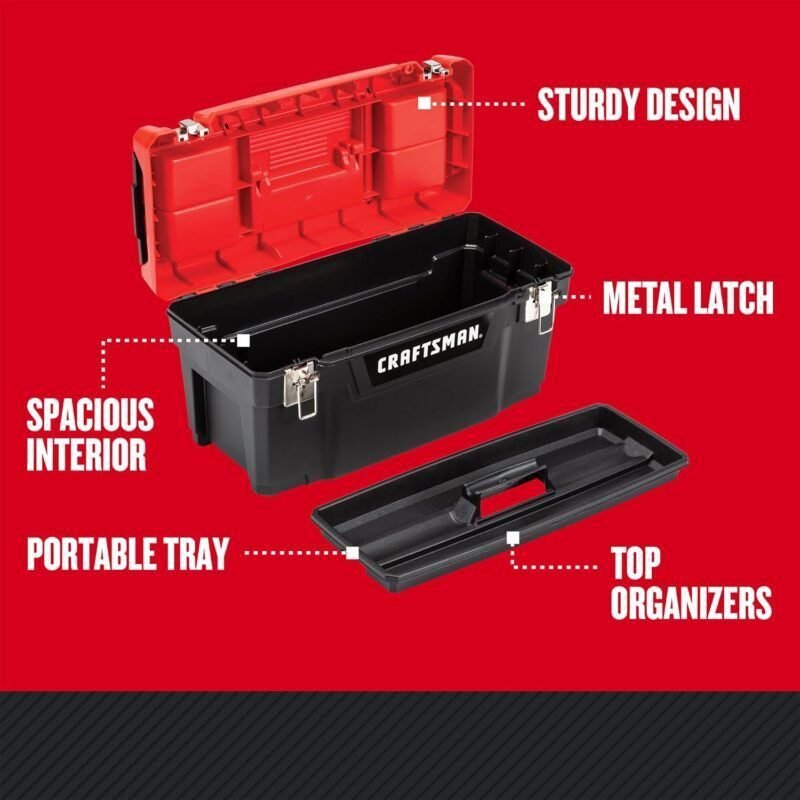 CRAFTSMAN Tool Box, Lockable, 16 in., Red/Black (CMST16901) CRAFTSMAN Tool Box, Lockable, 16 in., Red/Black (CMST16901)
