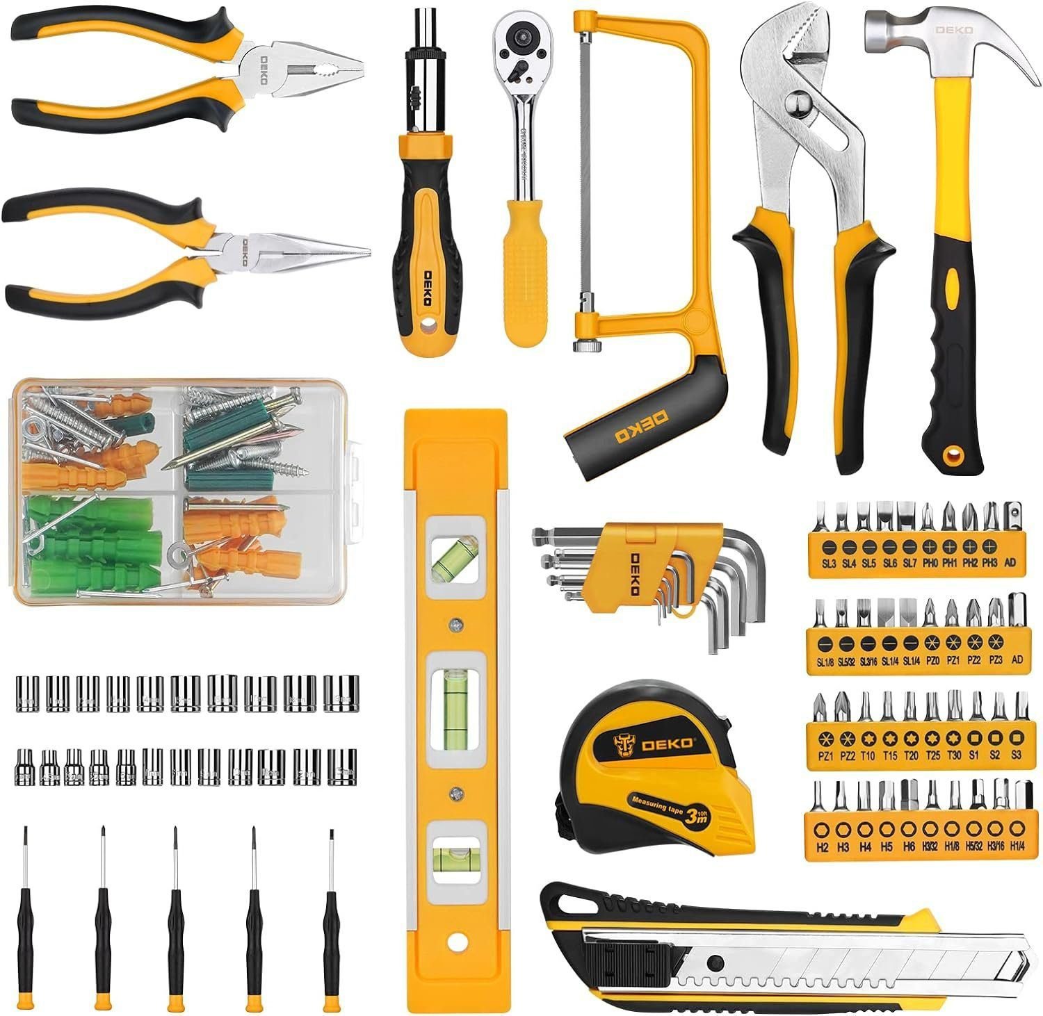 DEKOPRO 228 Piece Socket Wrench Auto Repair Tool Combination Package Mixed Tool Set Hand Tool Kit with Plastic Toolbox Storage Case DEKOPRO 228 Piece Socket Wrench Auto Repair Tool Combination Package Mixed Tool Set Hand Tool Kit with Plastic Toolbox Storage Case