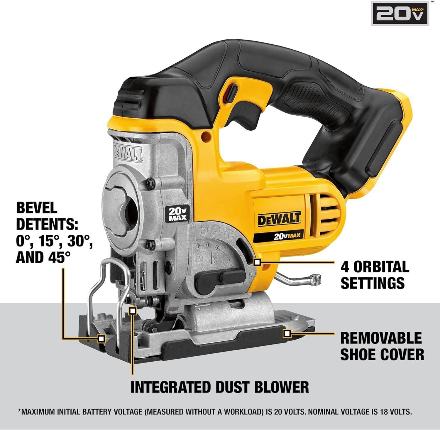 DEWALT 20V MAX Jig Saw, Tool Only (DCS331B) , Black DEWALT 20V MAX Jig Saw, Tool Only (DCS331B) , Black