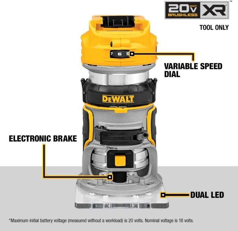 DEWALT 20V Max XR Cordless Router, Brushless, Tool Only (DCW600B) DEWALT 20V Max XR Cordless Router, Brushless, Tool Only (DCW600B)