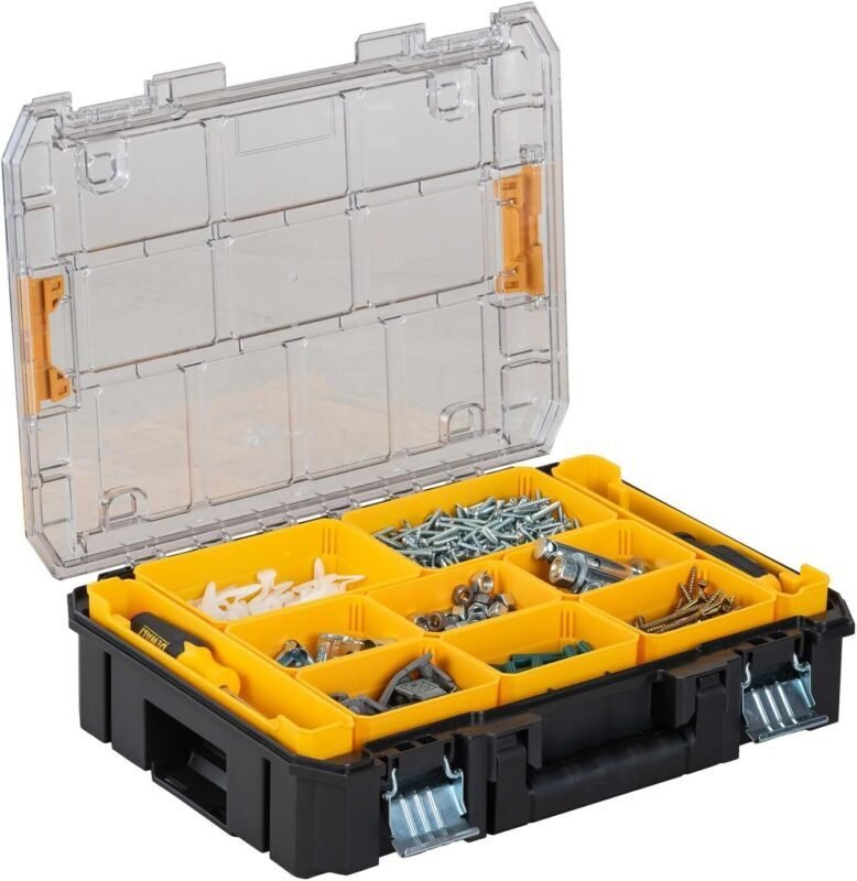 DEWALT TSTAK Tool Organizer, Holds Up To 44 lbs., Clear Lid Organizer, Compartments for Small Tools and Accessories (DWST17805)