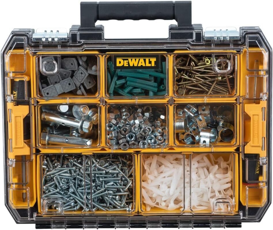 DEWALT TSTAK Tool Organizer, Holds Up To 44 lbs., Clear Lid Organizer, Compartments for Small Tools and Accessories (DWST17805)