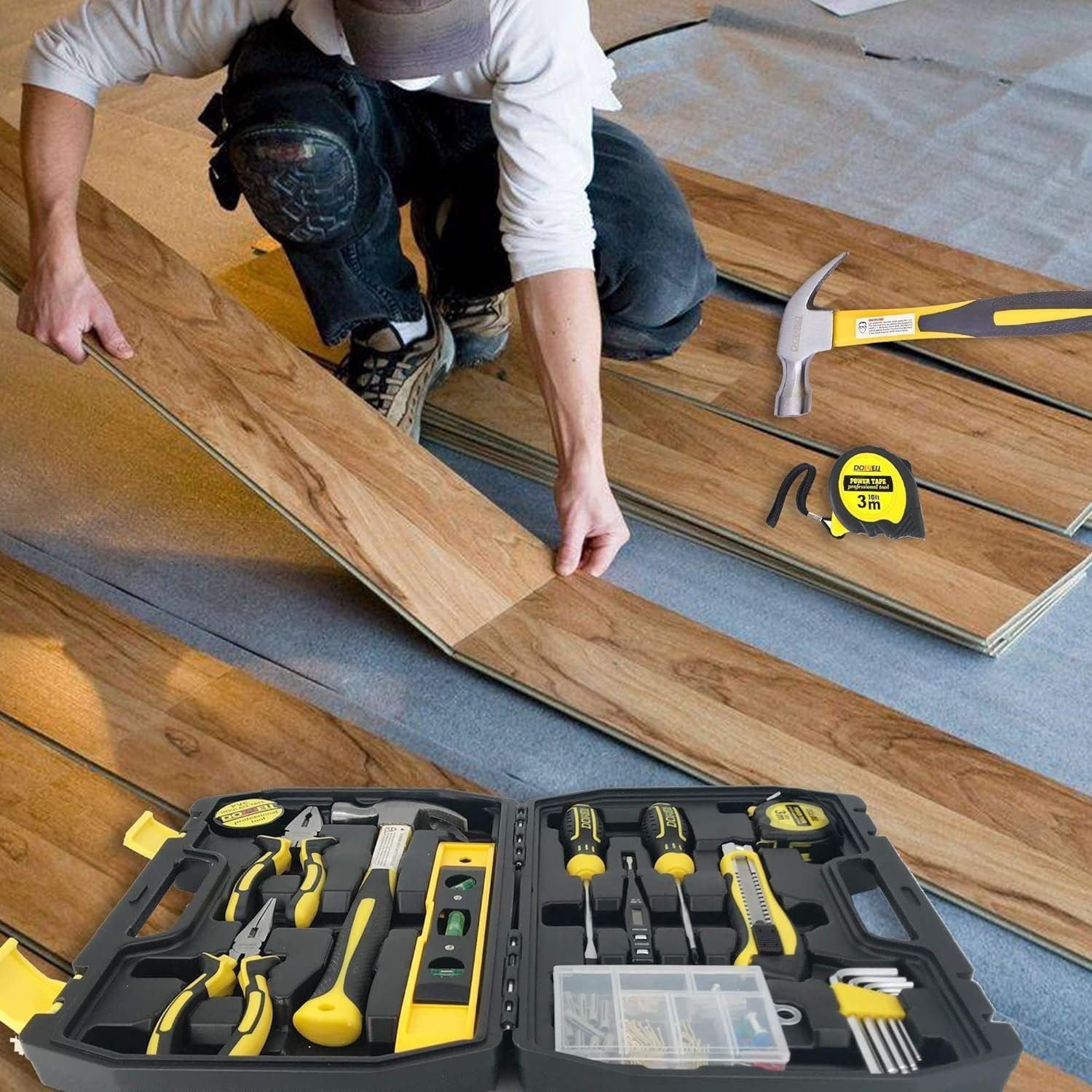 DOWELL 10 Piece Small Tool Kit,Mini Portable Tool Set,Home Repair Hand Tool Kit with Plastic Tool Box Storage Case DOWELL 10 Piece Small Tool Kit,Mini Portable Tool Set,Home Repair Hand Tool Kit with Plastic Tool Box Storage Case