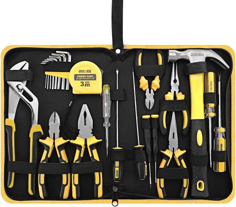 DOWELL 24 Pieces Homeowner Tool Set, Home Repair Hand Tool Kit with Portable Tool Bag