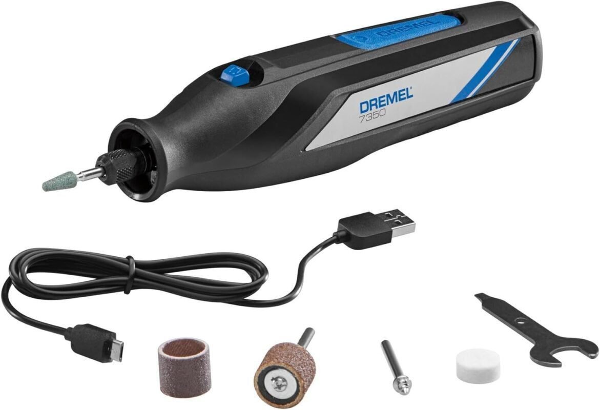 Dremel 7350-5 Cordless Rotary Tool Kit, Includes 4V Li-ion Battery and 5 Rotary Tool Accessories - Ideal for Light DIY Projects and Precision Work