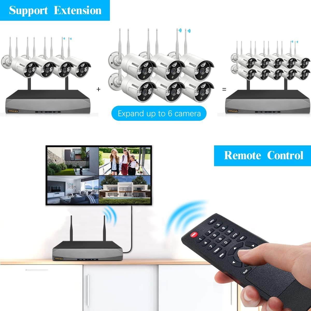 (Dual Antennas for Wi-Fi Enhanced) AI Human Detected 2K 3.0MP Wireless Security Camera System, Surveillance NVR Kits with 2TB Hard Drive, 4Pcs Outdoor WiFi Security Cameras, with Audio, Night Vision (Dual Antennas for Wi-Fi Enhanced) AI Human Detected 2K 3.0MP Wireless Security Camera System, Surveillance NVR Kits with 2TB Hard Drive, 4Pcs Outdoor WiFi Security Cameras, with Audio, Night Vision