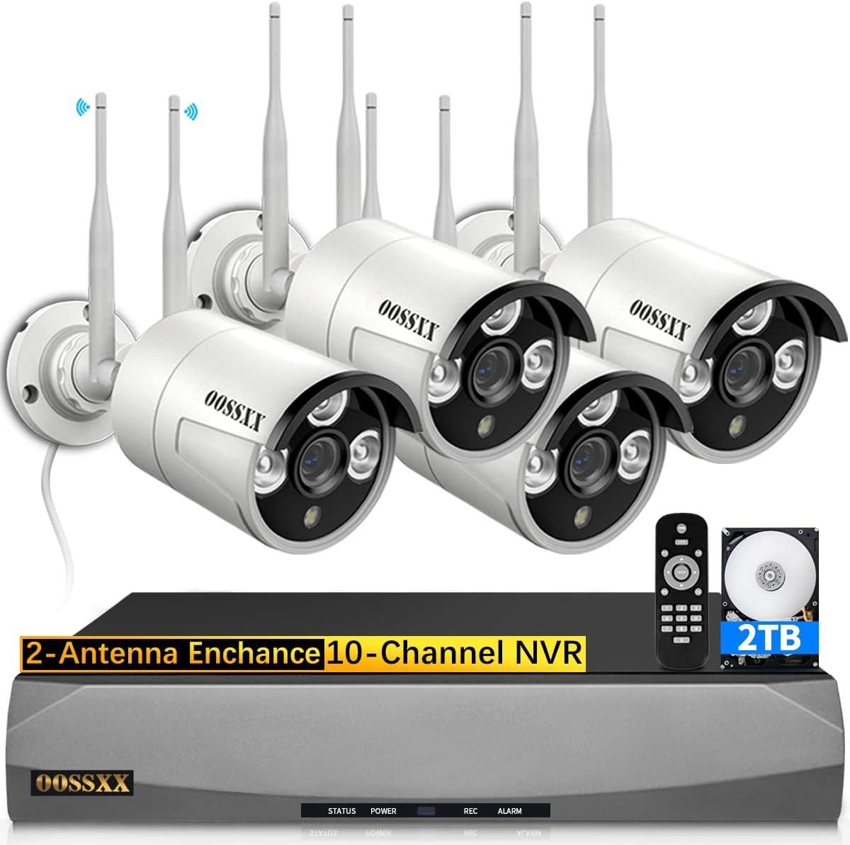 (Dual Antennas for Wi-Fi Enhanced) AI Human Detected 2K 3.0MP Wireless Security Camera System, Surveillance NVR Kits with 2TB Hard Drive, 4Pcs Outdoor WiFi Security Cameras, with Audio, Night Vision (Dual Antennas for Wi-Fi Enhanced) AI Human Detected 2K 3.0MP Wireless Security Camera System, Surveillance NVR Kits with 2TB Hard Drive, 4Pcs Outdoor WiFi Security Cameras, with Audio, Night Vision