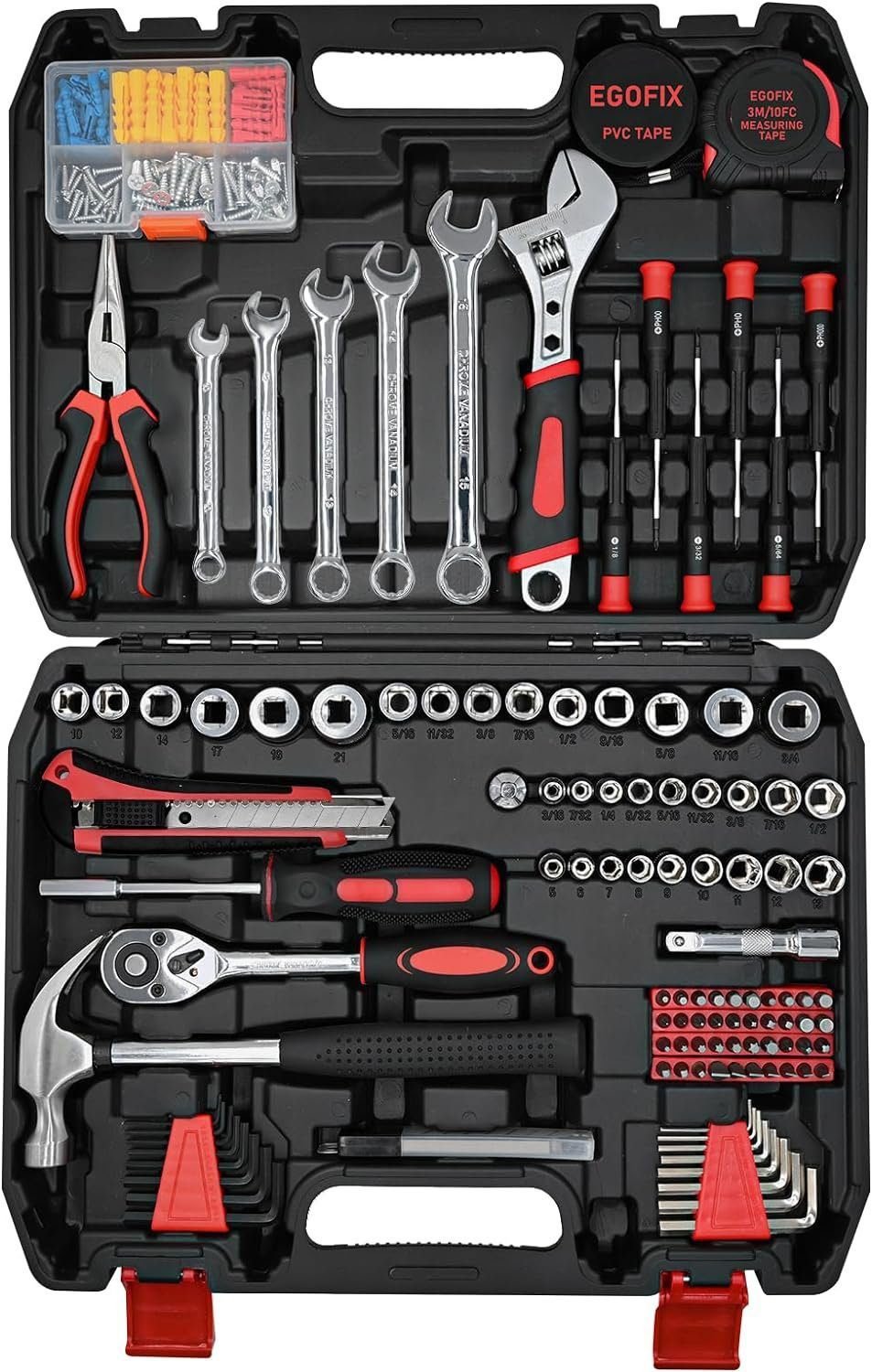 EGOFIX 232 Pieces Tool Kit for Home, home tool kit with Portable Storage Case, General Home Repair and Household Tool Kit
