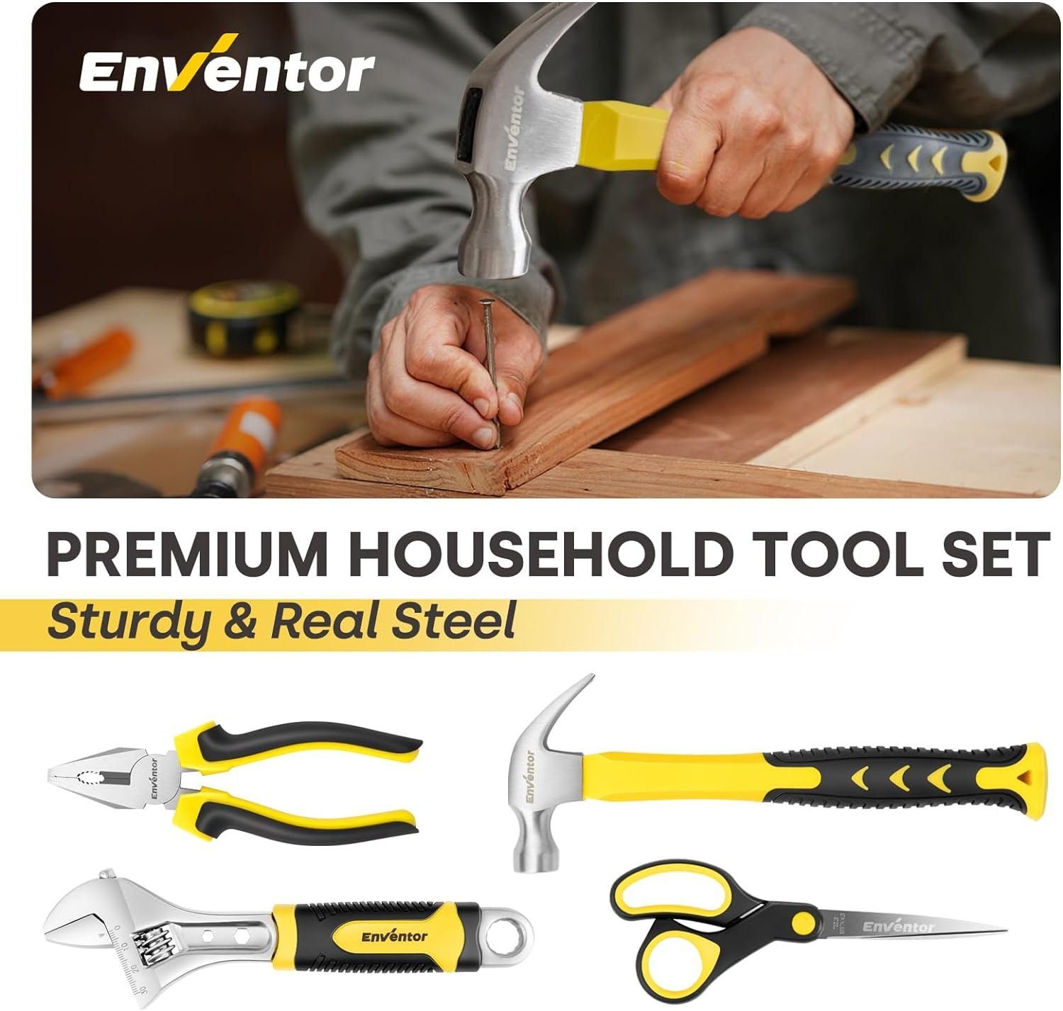 ENVENTOR Home Tool Kit, 220 Pcs Basic Household Auto Repair Tool Set with Toolbox Storage Case, Wrench Combination Tool Set for Men Women Home Maintenance, DIY Projects, General Hand Tool Kit ENVENTOR Home Tool Kit, 220 Pcs Basic Household Auto Repair Tool Set with Toolbox Storage Case, Wrench Combination Tool Set for Men Women Home Maintenance, DIY Projects, General Hand Tool Kit