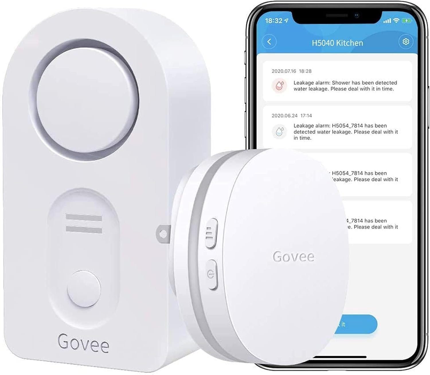 Govee WiFi Water Sensor 3 Pack, Water Leak Detector 100dB Adjustable Alarm and App Alerts, Leak and Drip Alert with Email, Wireless Detector for Home, Basement(Not Support 5G WiFi) Govee WiFi Water Sensor 3 Pack, Water Leak Detector 100dB Adjustable Alarm and App Alerts, Leak and Drip Alert with Email, Wireless Detector for Home, Basement(Not Support 5G WiFi)