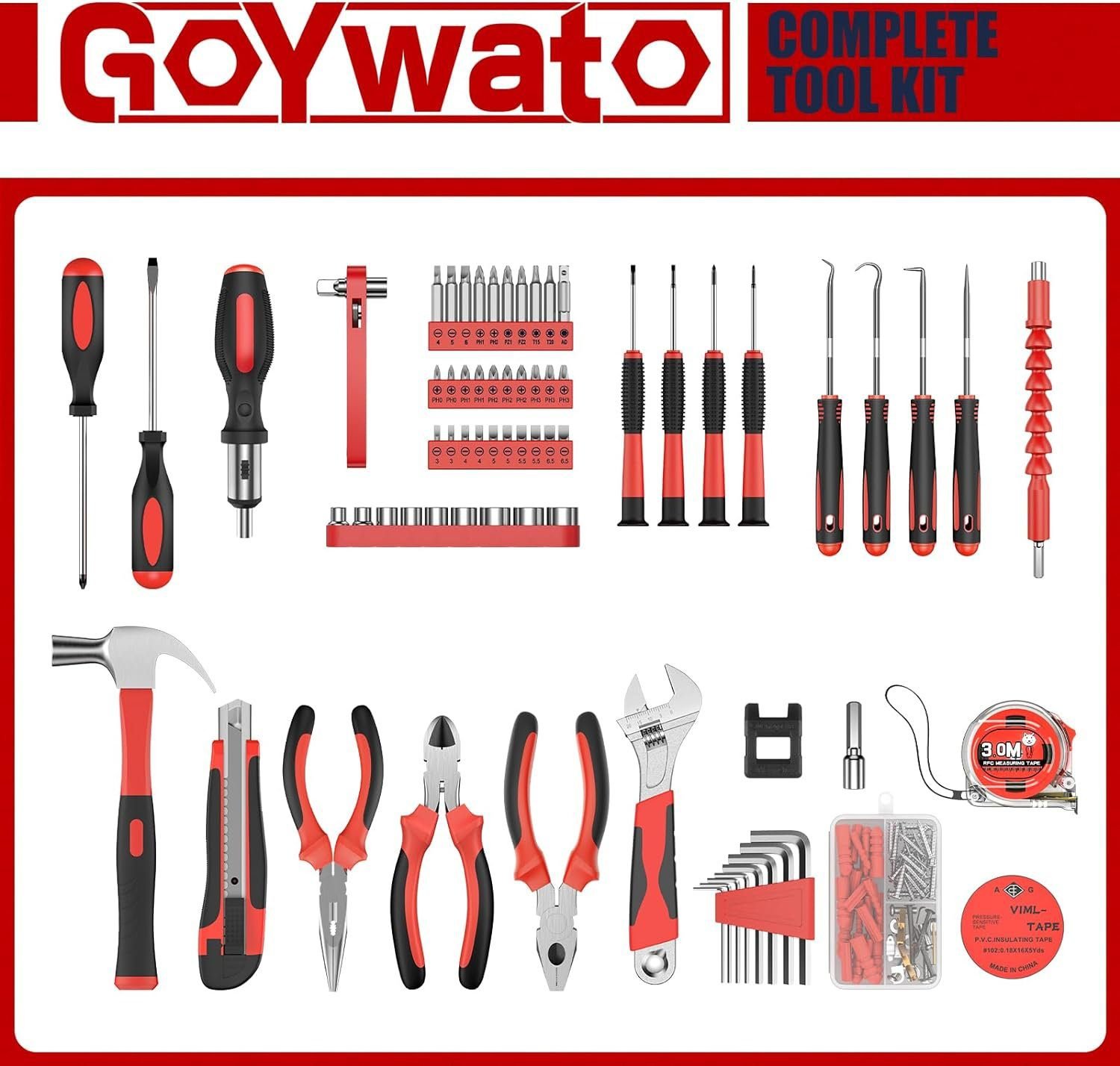 Home Tool Kit 205PCs - Complete Household Essentials Repair Hand Tool Set for Men Women - Basic Tool Kit for Home Improvement - Portable Toolbox with Socket Ratchet Wrench Set, Hook Pick Set Home Tool Kit 205PCs - Complete Household Essentials Repair Hand Tool Set for Men Women - Basic Tool Kit for Home Improvement - Portable Toolbox with Socket Ratchet Wrench Set, Hook Pick Set