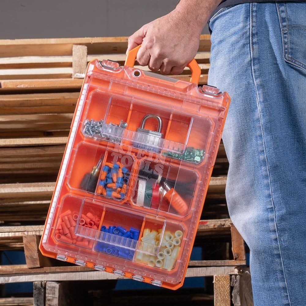 Klein Tools 54806MB MODbox Tall Compartment Box, Full-Width Modular Storage Toolbox with 8 Removable Bins for Fasteners and Small Components Klein Tools 54806MB MODbox Tall Compartment Box, Full-Width Modular Storage Toolbox with 8 Removable Bins for Fasteners and Small Components