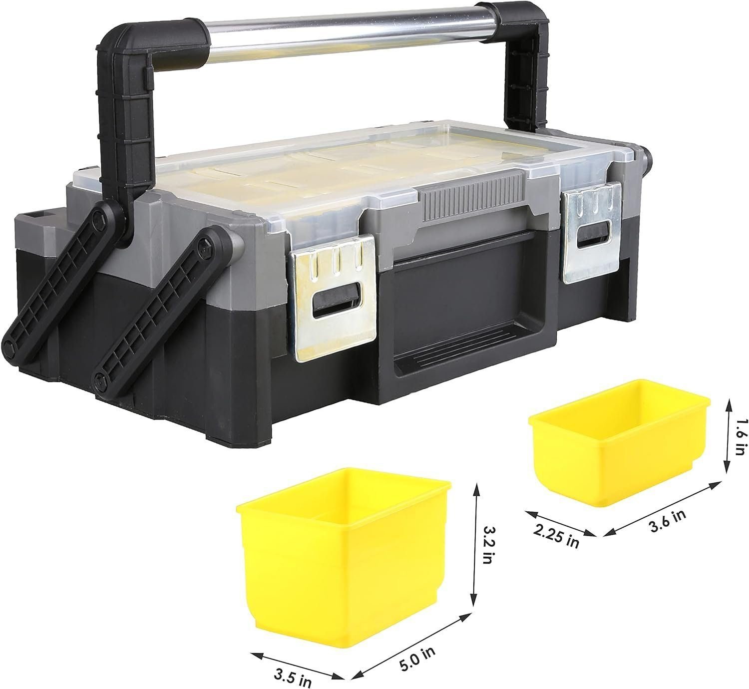 Olympia Tools 18 Inch Portable Plastic Cantilever Tool Box Organizer with Removable Compartments, Great Organization and Storage for Hardware, Assorted Nails, Dowels, Washers, Screws, Nuts and Bolts Olympia Tools 18 Inch Portable Plastic Cantilever Tool Box Organizer with Removable Compartments, Great Organization and Storage for Hardware, Assorted Nails, Dowels, Washers, Screws, Nuts and Bolts