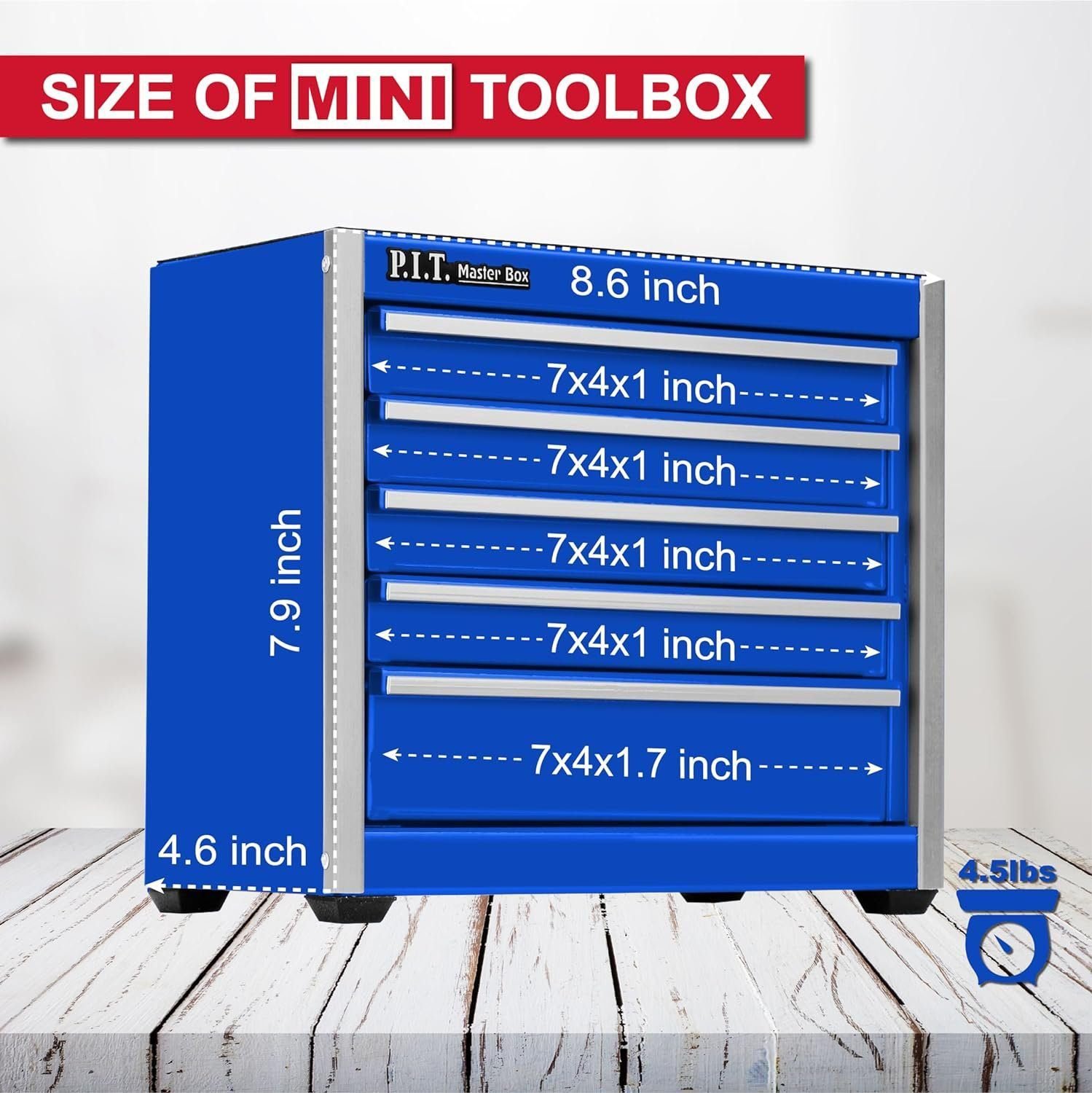 P.I.T. Mini Black Tool Box, Portable 3 Drawer Steel Tool Box with Magnetic Tab Locking, Black Micro Top Chest with Liner for Tools Storage, Home DIY P.I.T. Mini Black Tool Box, Portable 3 Drawer Steel Tool Box with Magnetic Tab Locking, Black Micro Top Chest with Liner for Tools Storage, Home DIY