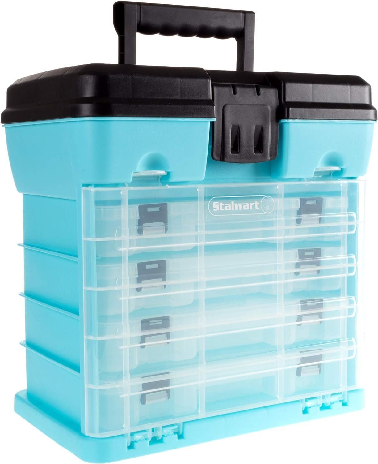 Portable Tool Box - Small Parts Organizer with Drawers and Customizable Compartments for Hardware, Tackle, Beads, or Crafts by Stalwart (Light Blue) Portable Tool Box - Small Parts Organizer with Drawers and Customizable Compartments for Hardware, Tackle, Beads, or Crafts by Stalwart (Light Blue)