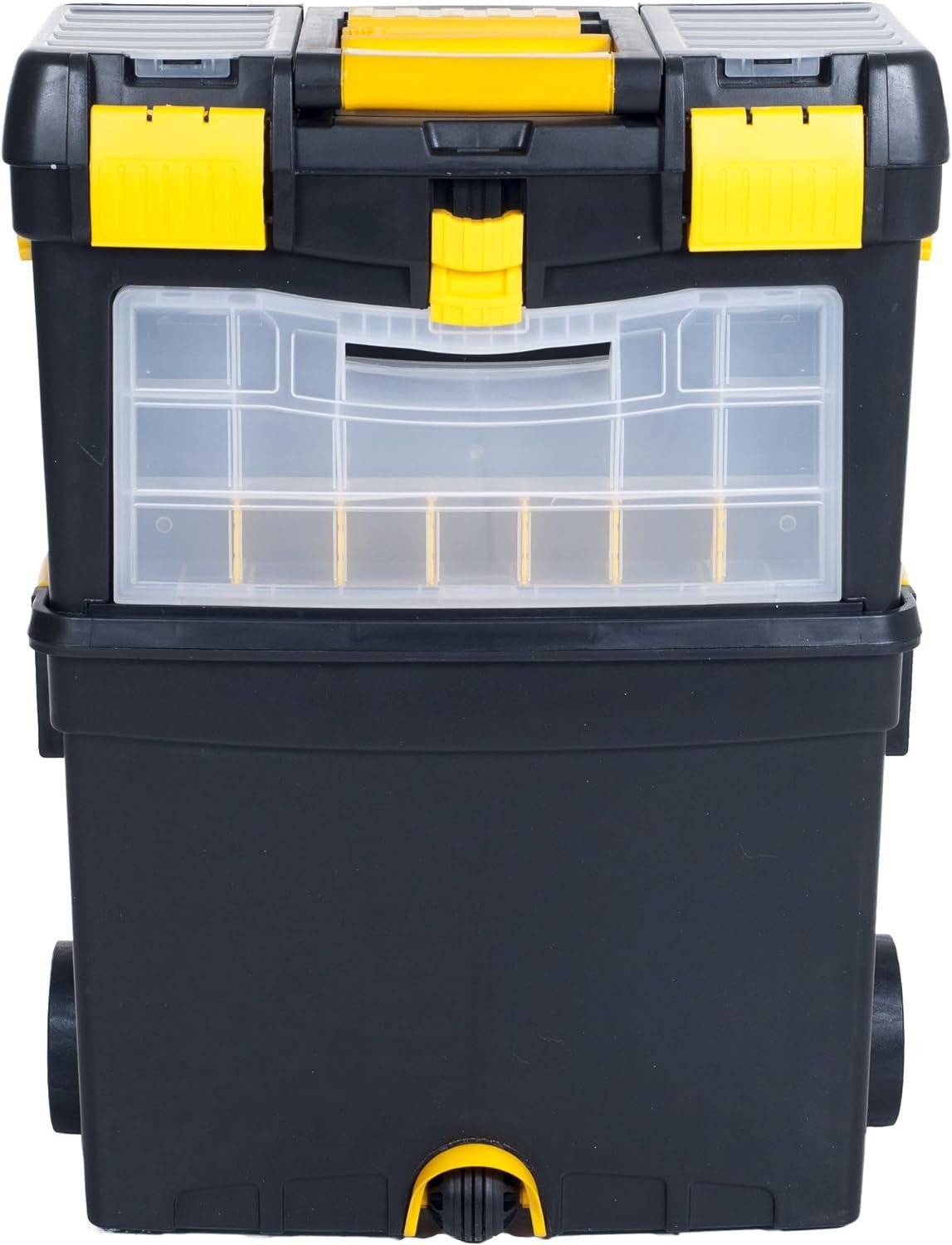 Portable Toolbox with Wheels - Stackable Tool Chest with Drawers - Mobile Utility Cart with Comfort Grip Handle and Tough Latches by Stalwart (Black) Portable Toolbox with Wheels - Stackable Tool Chest with Drawers - Mobile Utility Cart with Comfort Grip Handle and Tough Latches by Stalwart (Black)