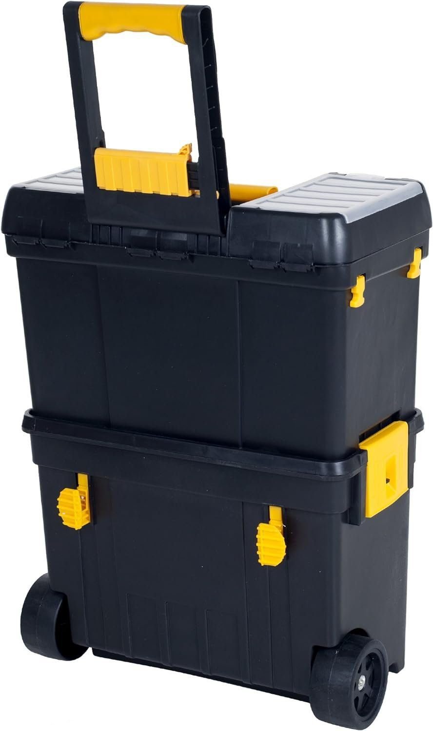 Portable Toolbox with Wheels - Stackable Tool Chest with Drawers - Mobile Utility Cart with Comfort Grip Handle and Tough Latches by Stalwart (Black) Portable Toolbox with Wheels - Stackable Tool Chest with Drawers - Mobile Utility Cart with Comfort Grip Handle and Tough Latches by Stalwart (Black)