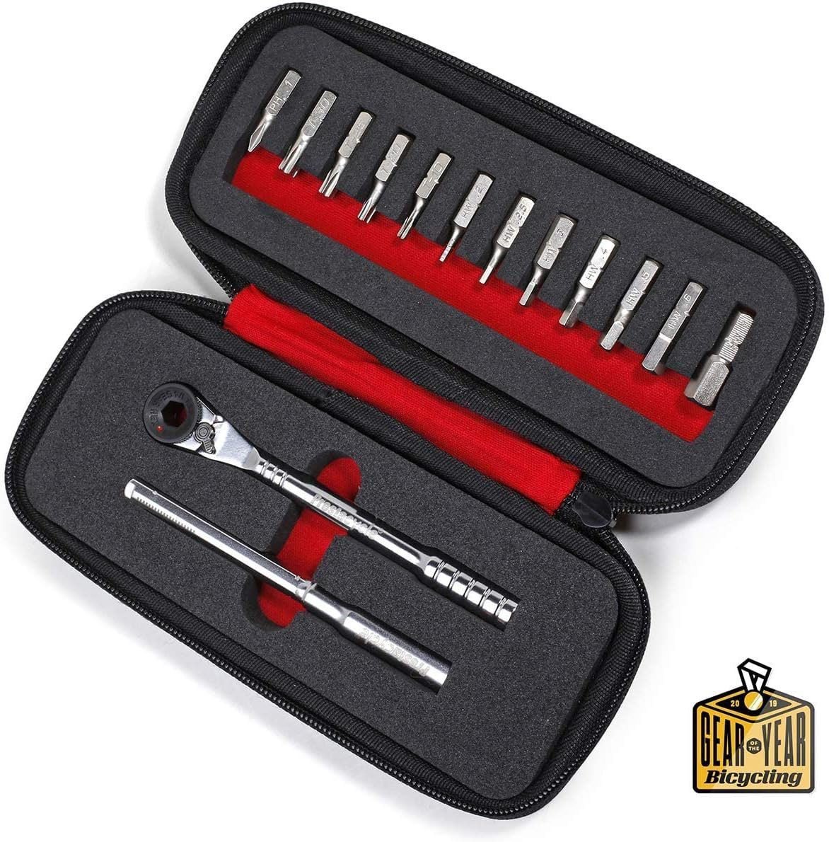 Prestacycle Pro T-Handle Ratchet (Deluxe Zipper Case Kit with (12) S2 Hex Bits)