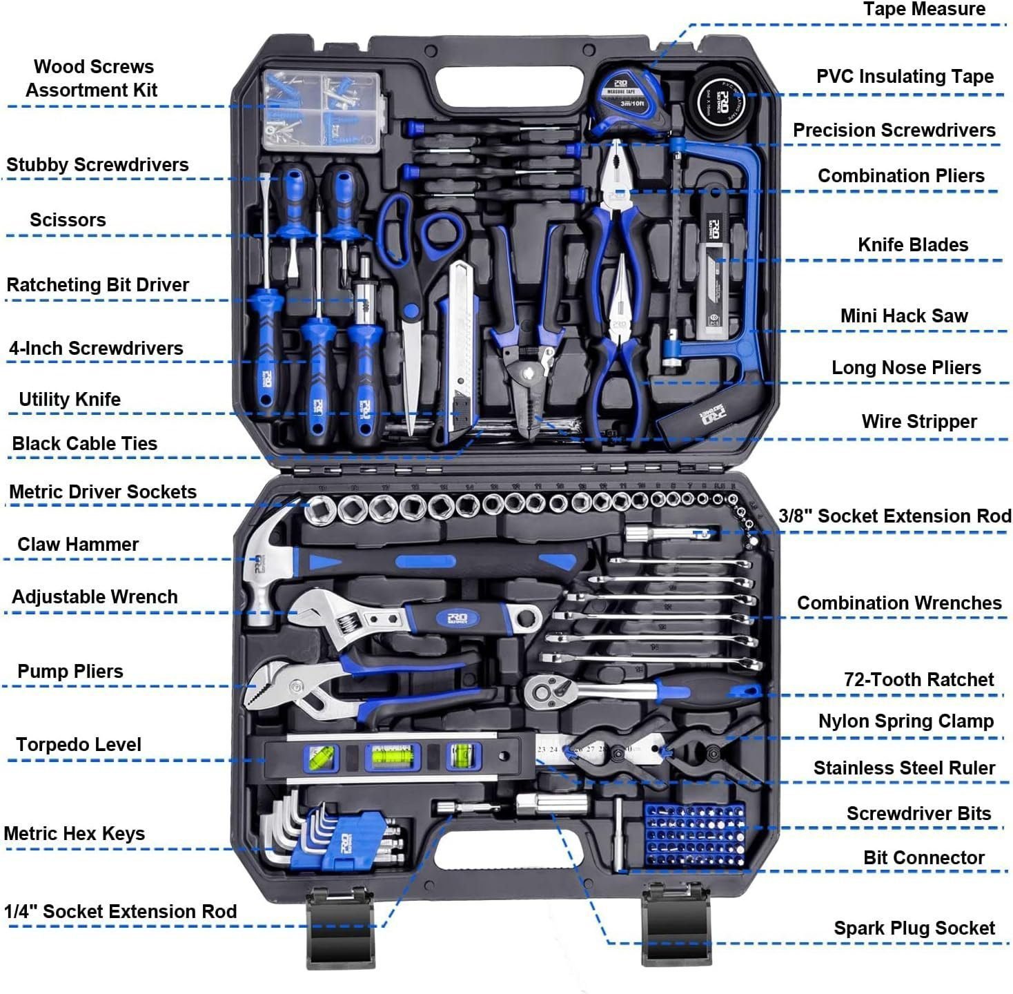 Prostormer 259-Piece Tool Set, General Home/Auto Repair Tool Kit with Plastic Storage Toolbox, Complete Household Tool Box with Essential Tools for Men and Women Prostormer 259-Piece Tool Set, General Home/Auto Repair Tool Kit with Plastic Storage Toolbox, Complete Household Tool Box with Essential Tools for Men and Women