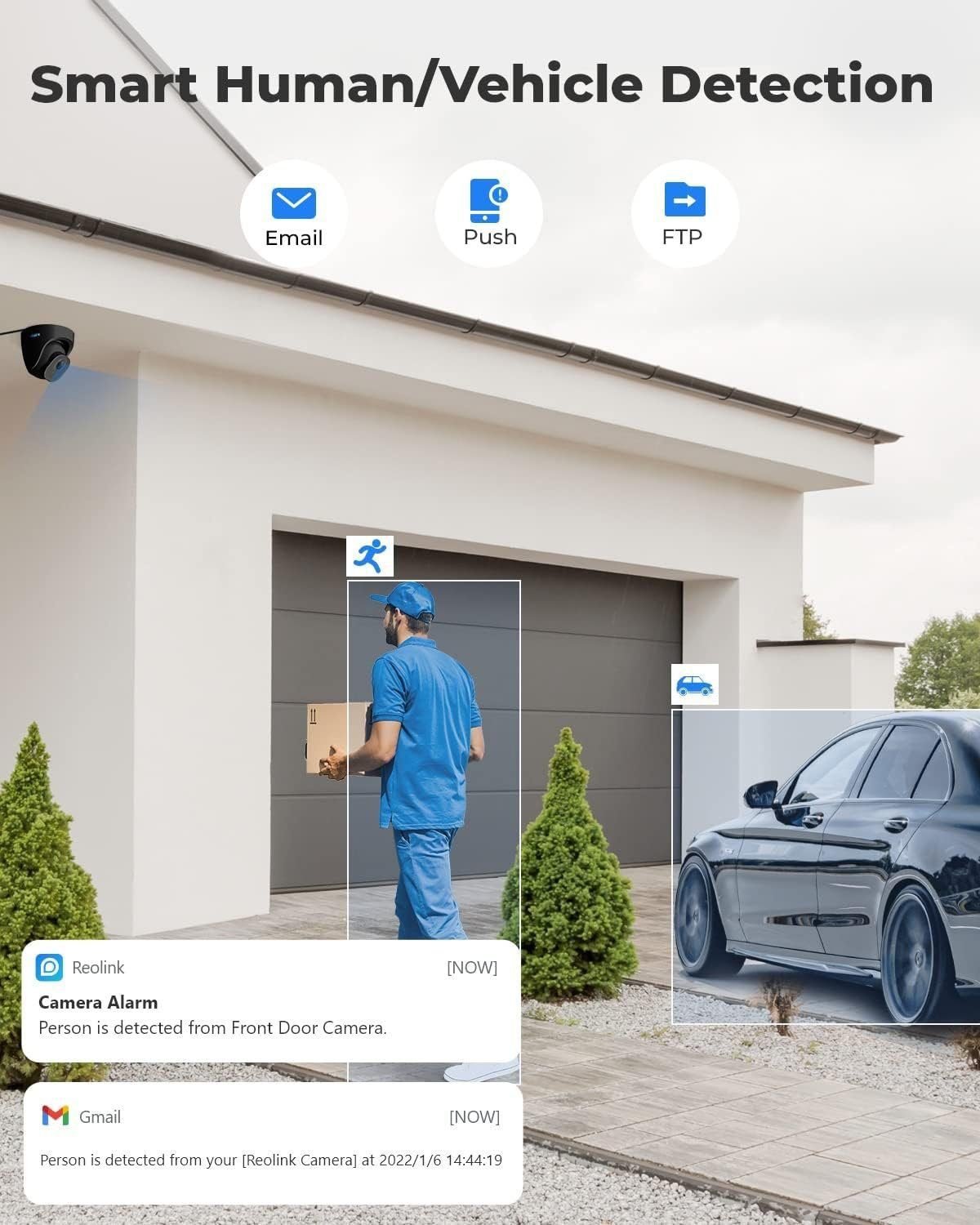 REOLINK 4K Security Camera Outdoor System, IP PoE Dome Surveillance Camera with Human/Vehicle Detection, 100Ft 8MP IR Night Vision, Work with Smart Home, Timelapse, Up to 256GB SD Card, RLC-820A