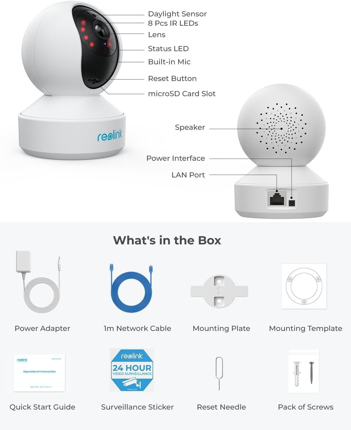 REOLINK 4MP Indoor Security Camera, E1 Pro Plug-in Pet Camera Support 2.4/5 GHz WiFi, 360 Degree Baby/Dog Monitor with Auto Tracking, Person/Pet Detection, Night Vision, 2 Way Audio, Local Storage REOLINK 4MP Indoor Security Camera, E1 Pro Plug-in Pet Camera Support 2.4/5 GHz WiFi, 360 Degree Baby/Dog Monitor with Auto Tracking, Person/Pet Detection, Night Vision, 2 Way Audio, Local Storage