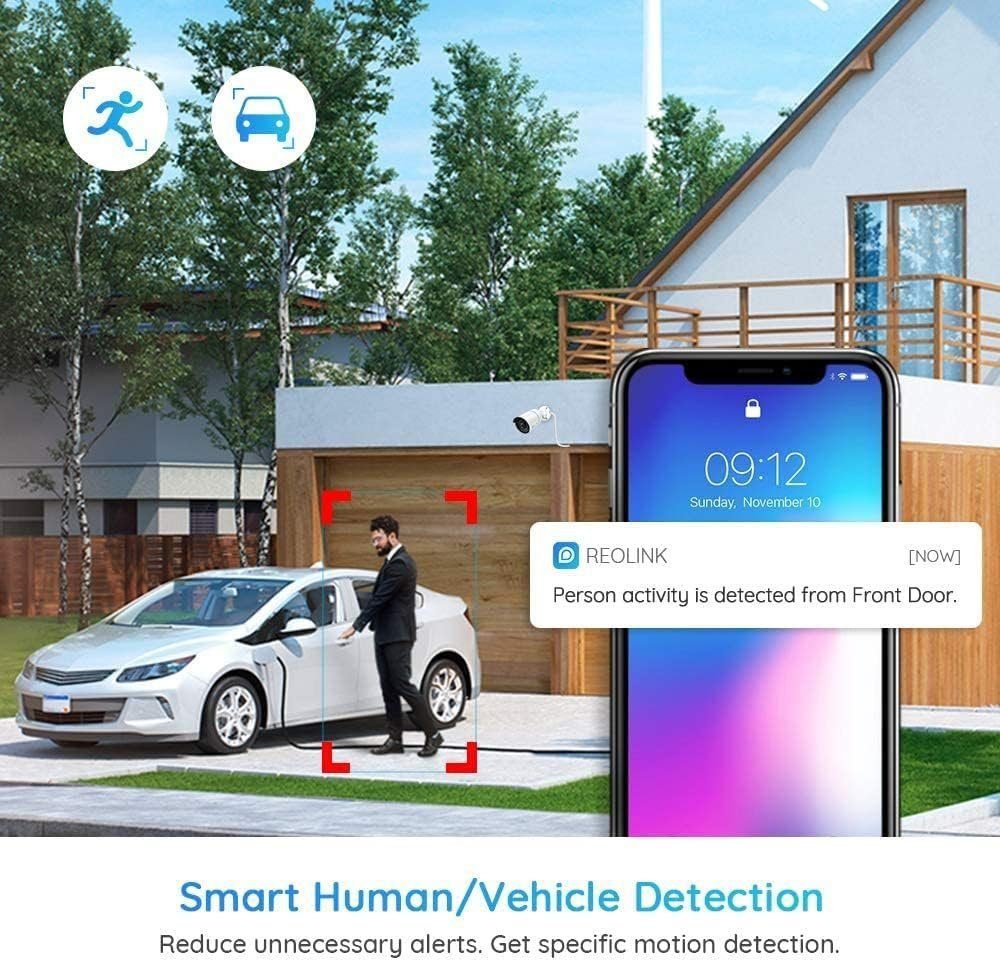 REOLINK Security IP Camera , 5MP Surveillance Outdoor Indoor PoE Camera, Human/Vehicle Detection, 100Ft IR Night Vision, Work with Smart Home, Up to 256GB Micro SD Card, RLC-510A
