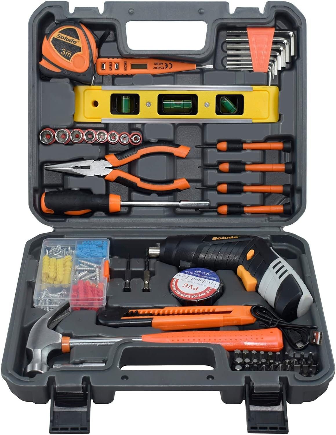 SOLUDE 182-Piece Home Repair Tool Set,Basic Tool Kit for Men Women Homeowner Starter,Household Tool Set for First Apartment,Home Maintenance  DIY Project