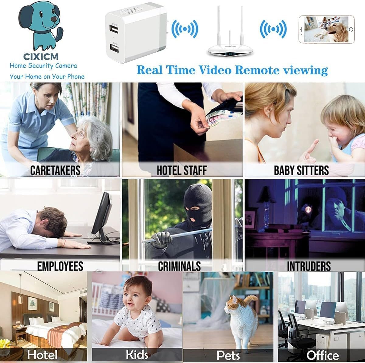 Spy Camera Hidden Camera - WiFi Hidden Camera Charger with Remote View- HD 1080P - Spy Cam - Nanny Cam Hidden Camera - Small Secret Camera - Premium Indoor Hidden Security Camera- Motion Detection