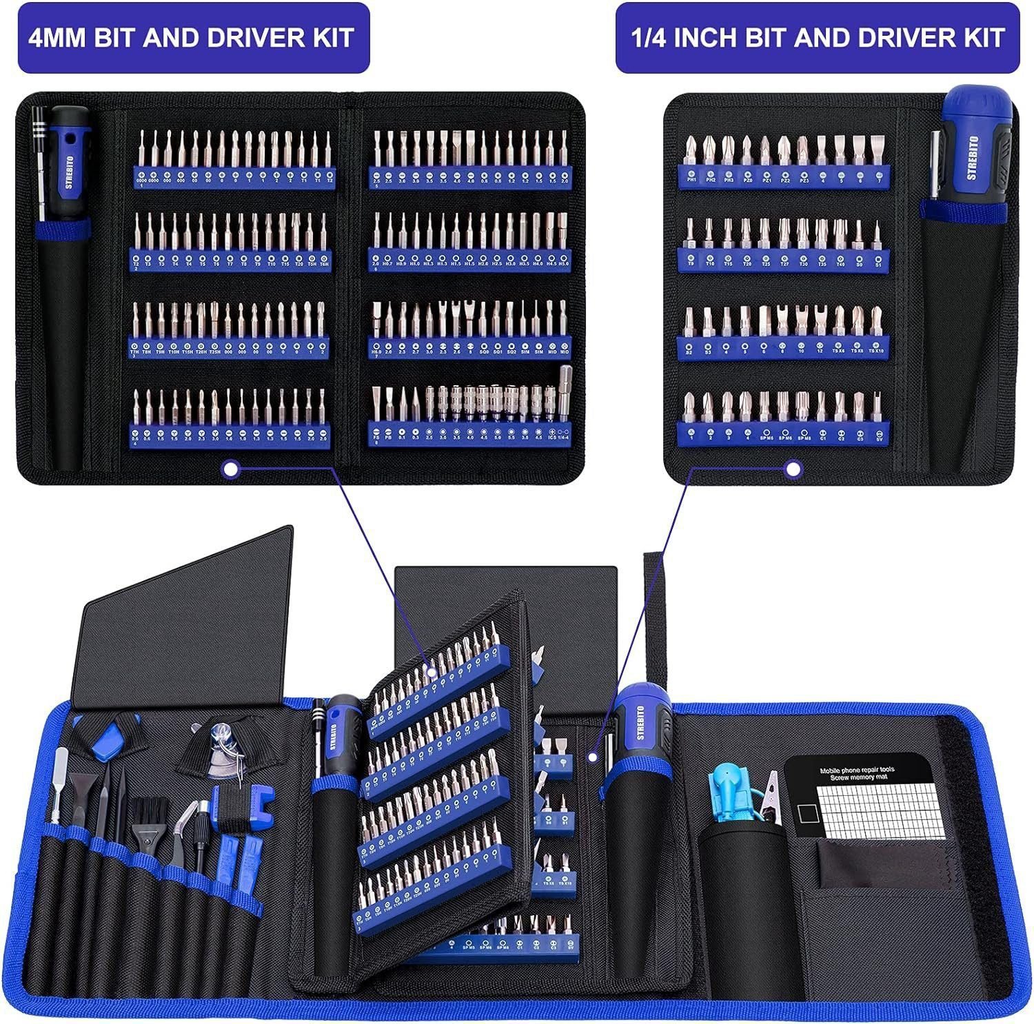 STREBITO Precision Screwdriver Set 191-Piece Multi-Bit Screwdriver 1/4 Inch Nut Driver Home Improvement Tool Electronic Repair Kit for Computer, iPhone, Laptop, PC, Cell Phone, PS4, Xbox, Nintendo STREBITO Precision Screwdriver Set 191-Piece Multi-Bit Screwdriver 1/4 Inch Nut Driver Home Improvement Tool Electronic Repair Kit for Computer, iPhone, Laptop, PC, Cell Phone, PS4, Xbox, Nintendo