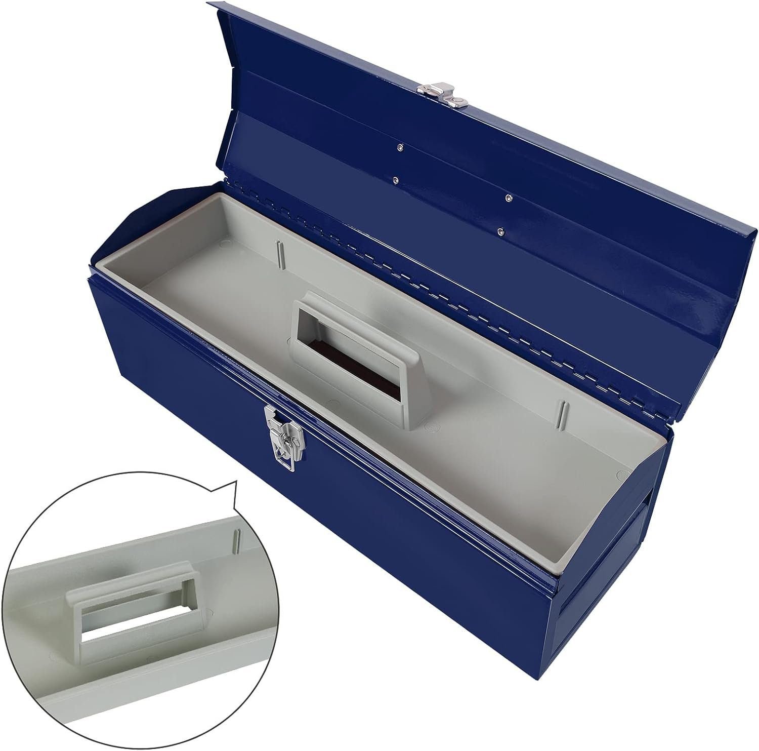 TCE ATB101U Torin 19 Hip Roof Style Portable Steel Tool Box with Metal Latch Closure and Removable Storage Tray, Blue TCE ATB101U Torin 19 Hip Roof Style Portable Steel Tool Box with Metal Latch Closure and Removable Storage Tray, Blue