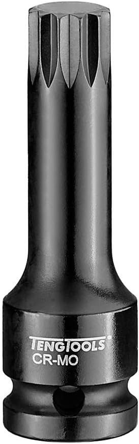 Teng Tools 1/2 Inch Drive M16 Chrome Molybdenum 3.07 Inch Long XZN Spline Impact Bit Socket - 923816