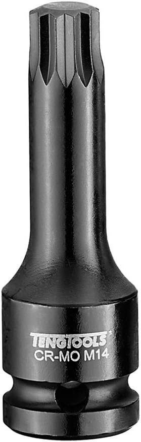 Teng Tools 1/2 Inch Drive M16 Chrome Molybdenum 3.07 Inch Long XZN Spline Impact Bit Socket - 923816