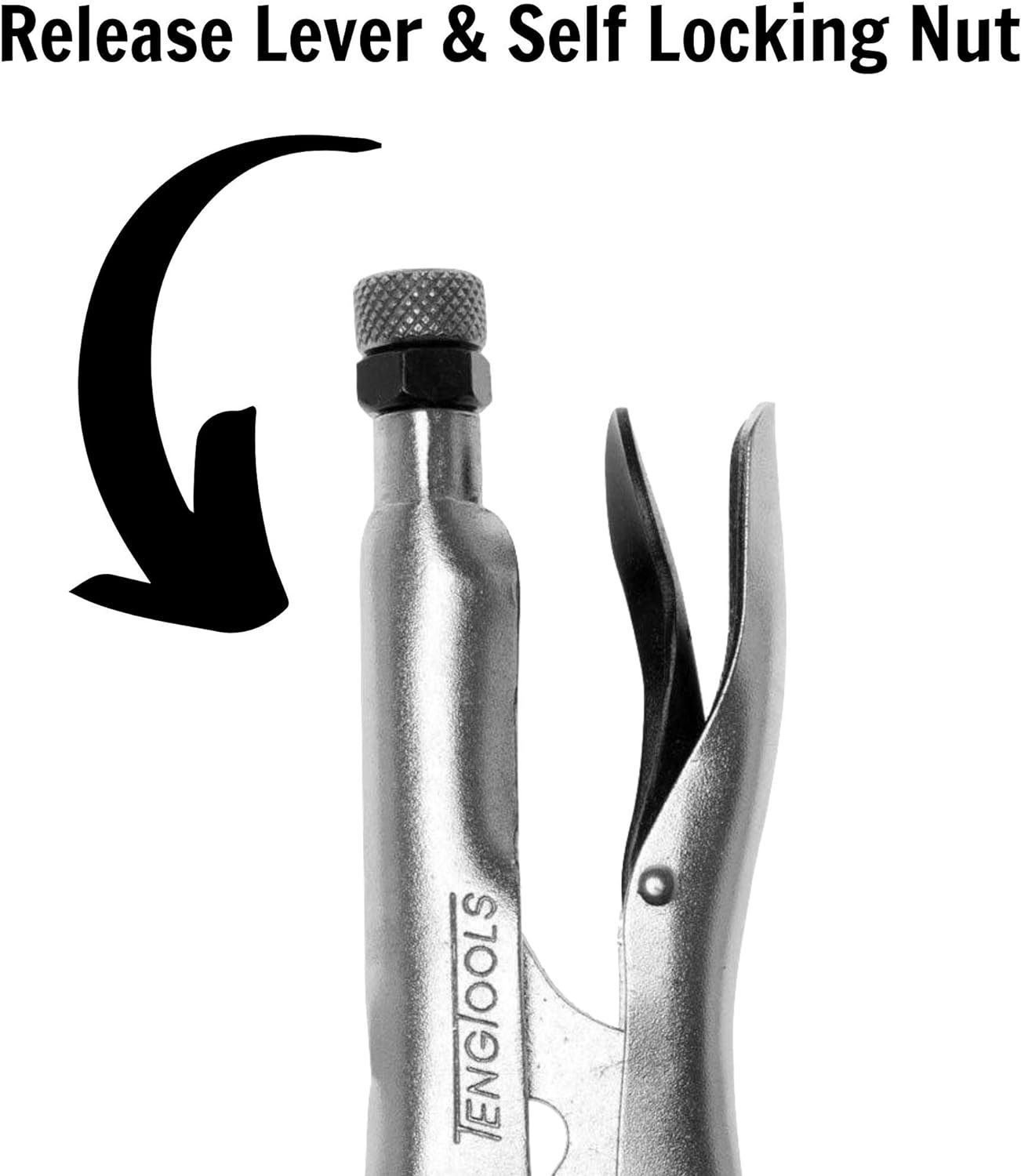 Teng Tools 12 Inch Plated, Round Flat Power Grip Locking Pliers - 401-12, Silver Teng Tools 12 Inch Plated, Round Flat Power Grip Locking Pliers - 401-12, Silver